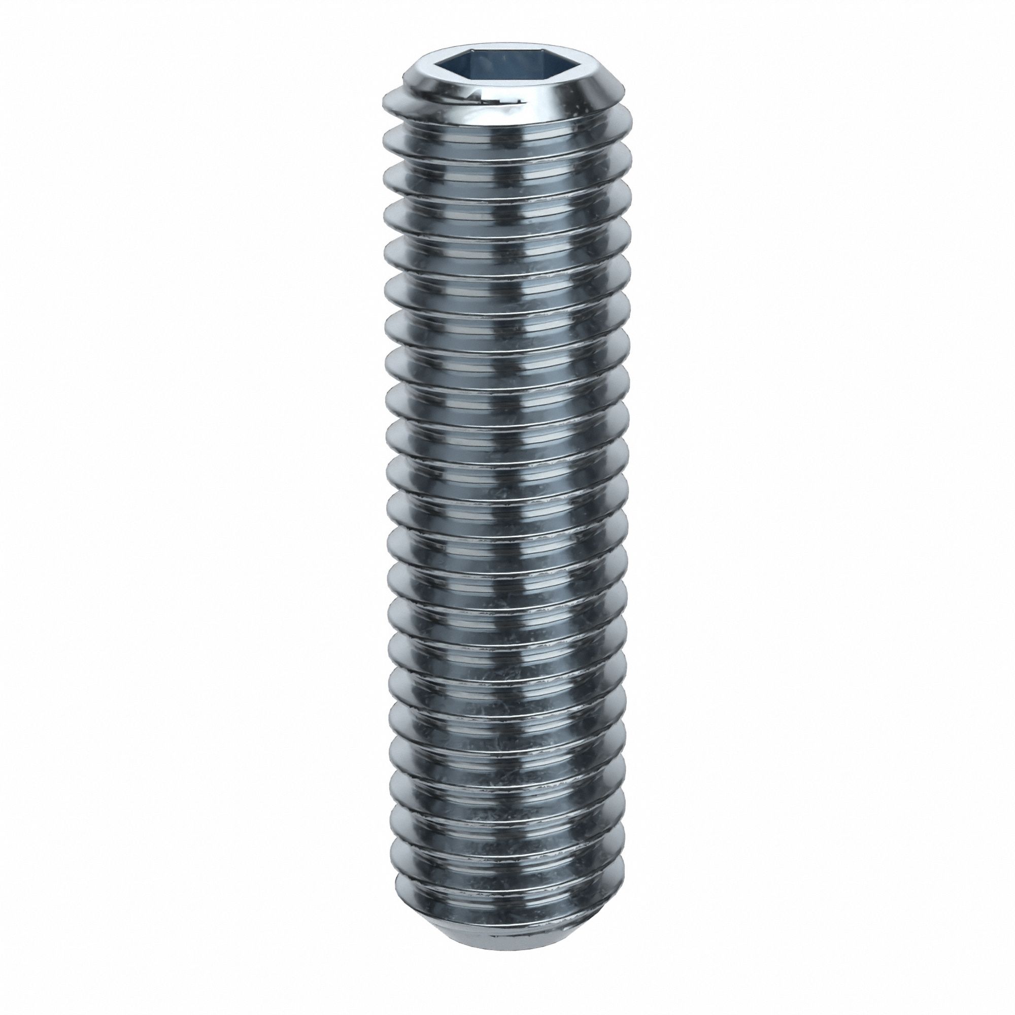 Socket Set Screw: M8x1.25 Thread Size, 30 mm Overall Lg, Cup pt, Alloy Steel, Zinc Plated, 100 PK