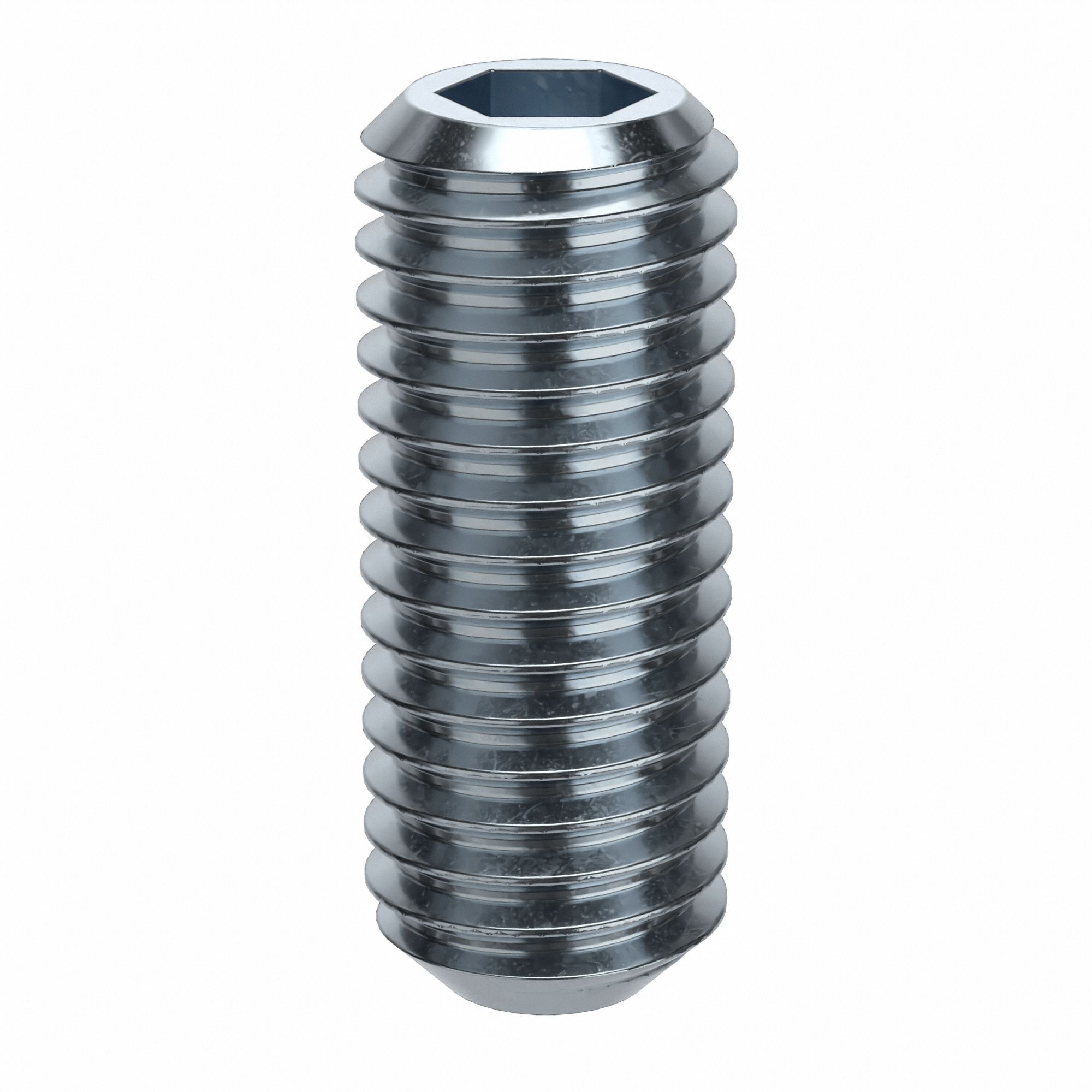 Socket Set Screw: M10x1.5 Thread Size, 25 mm Overall Lg, Cup pt, Alloy Steel, Zinc Plated, 50 PK