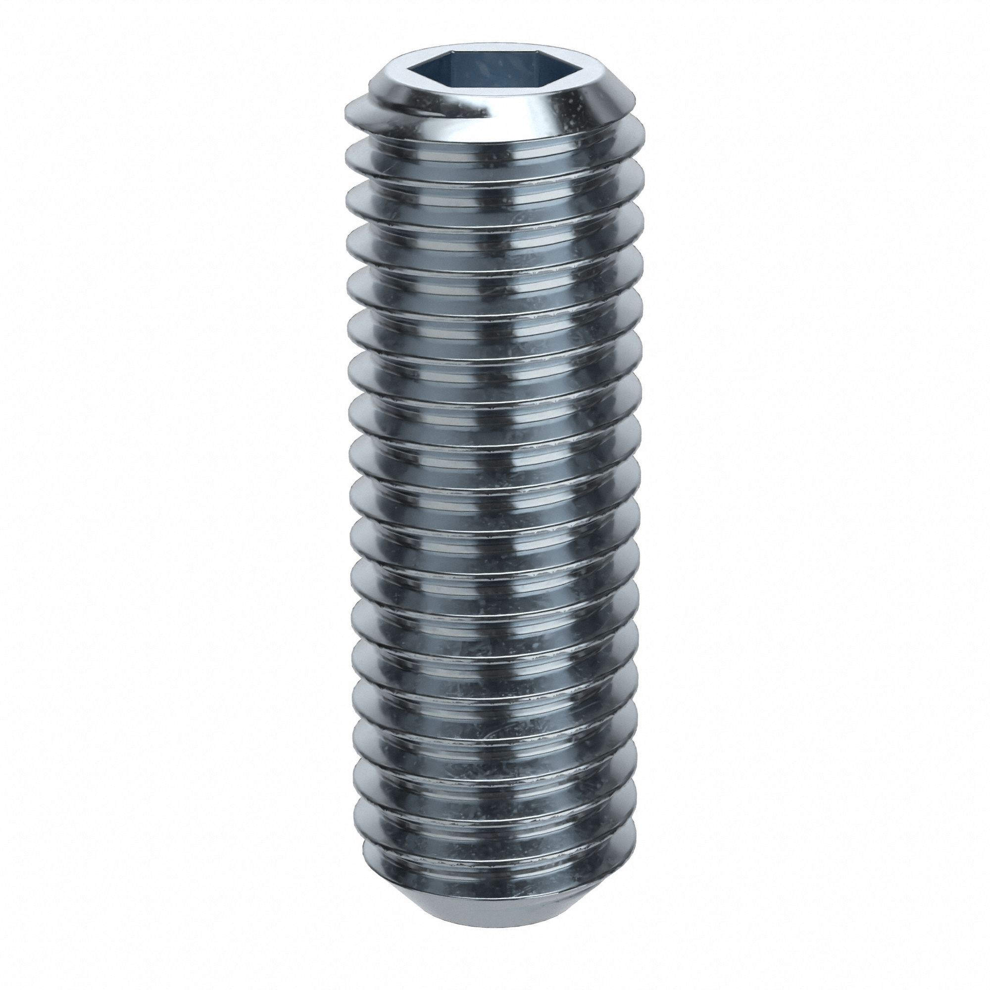 Socket Set Screw: M10x1.5 Thread Size, 30 mm Overall Lg, Cup pt, Alloy Steel, Zinc Plated, 50 PK