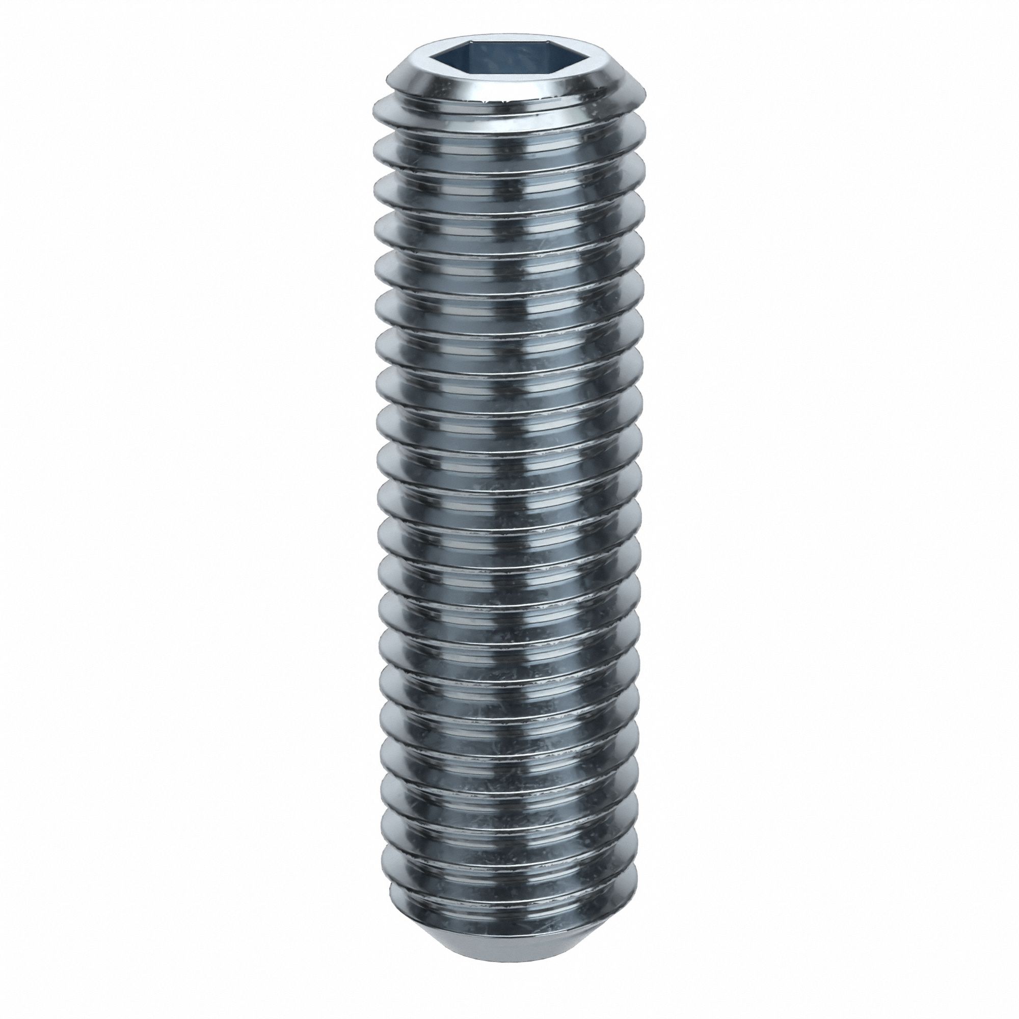 Socket Set Screw: M10x1.5 Thread Size, 35 mm Overall Lg, Cup pt, Alloy Steel, Zinc Plated, 50 PK