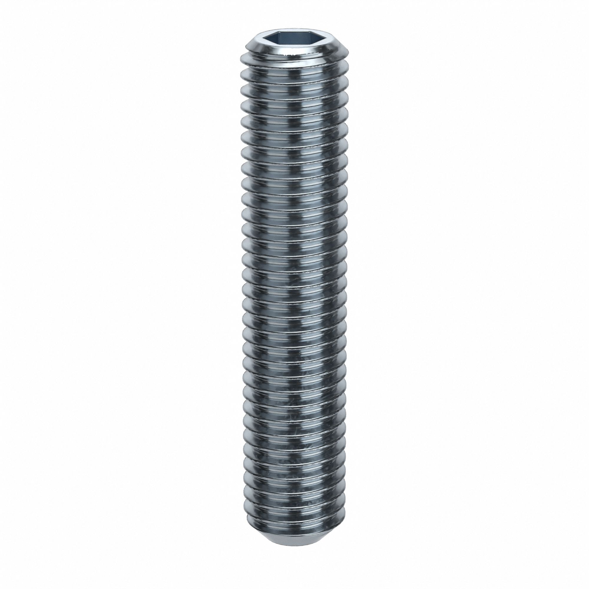 Socket Set Screw: M10x1.5 Thread Size, 50 mm Overall Lg, Cup pt, Alloy Steel, Zinc Plated, 50 PK