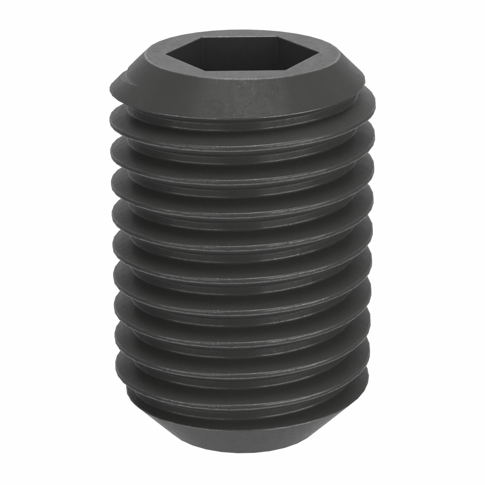 Socket Set Screw: M8x1 Thread Size, 12 mm Overall Lg, Cup pt, Steel, Black Oxide, Socket, 100 PK