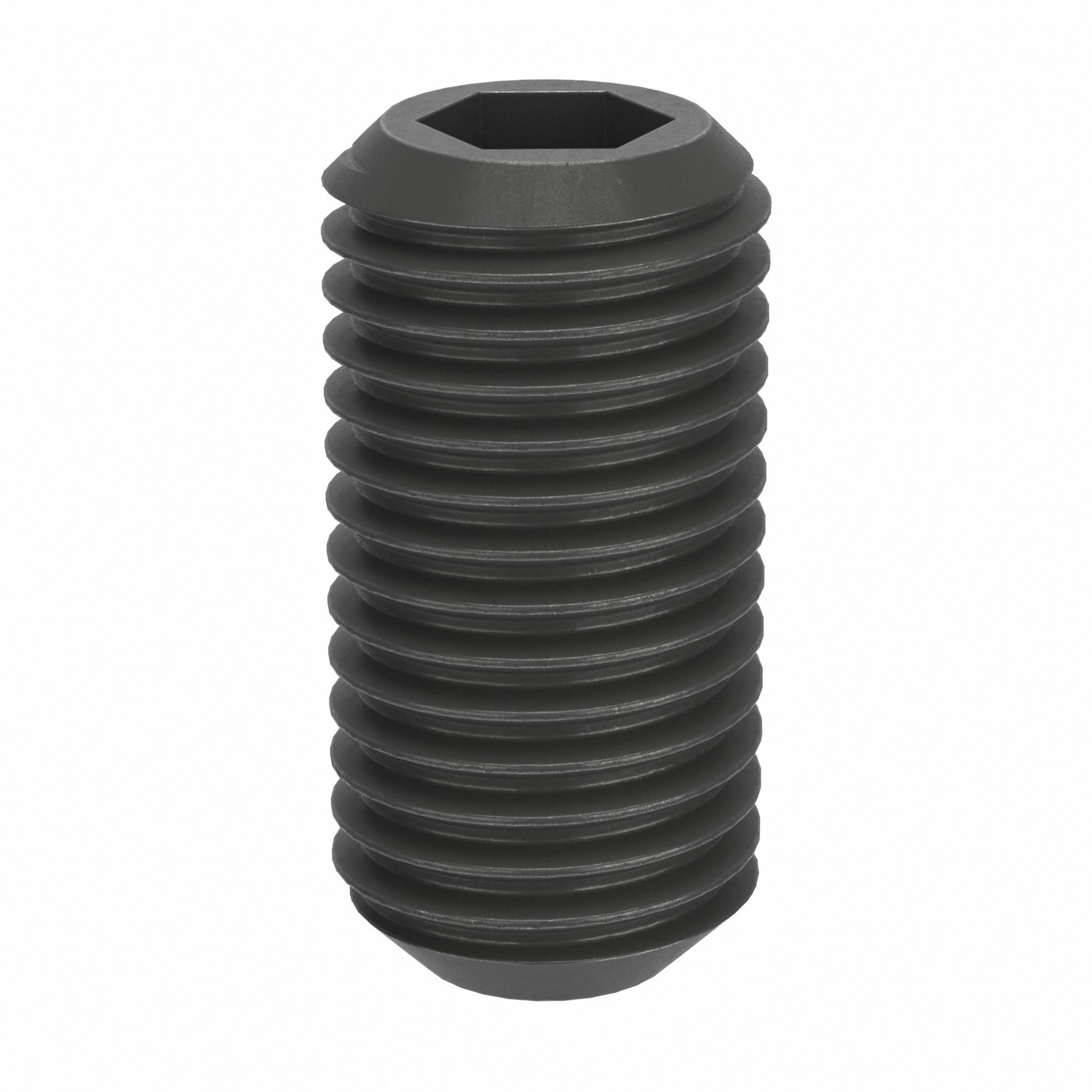 Socket Set Screw: M8x1 Thread Size, 16 mm Overall Lg, Cup pt, Steel, Black Oxide, Socket, 100 PK