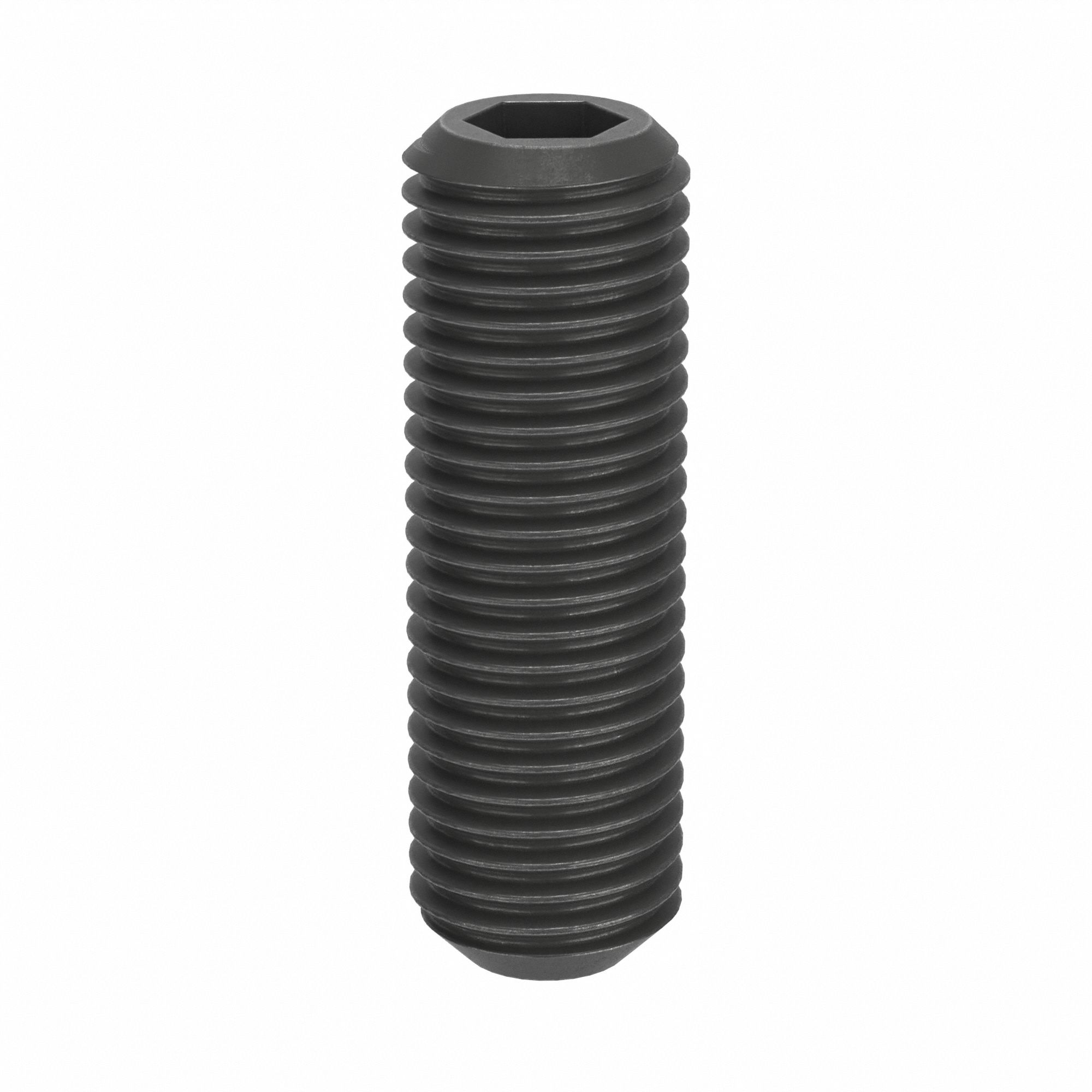 Socket Set Screw: M8x1 Thread Size, 25 mm Overall Lg, Cup pt, Steel, Black Oxide, Socket, 100 PK