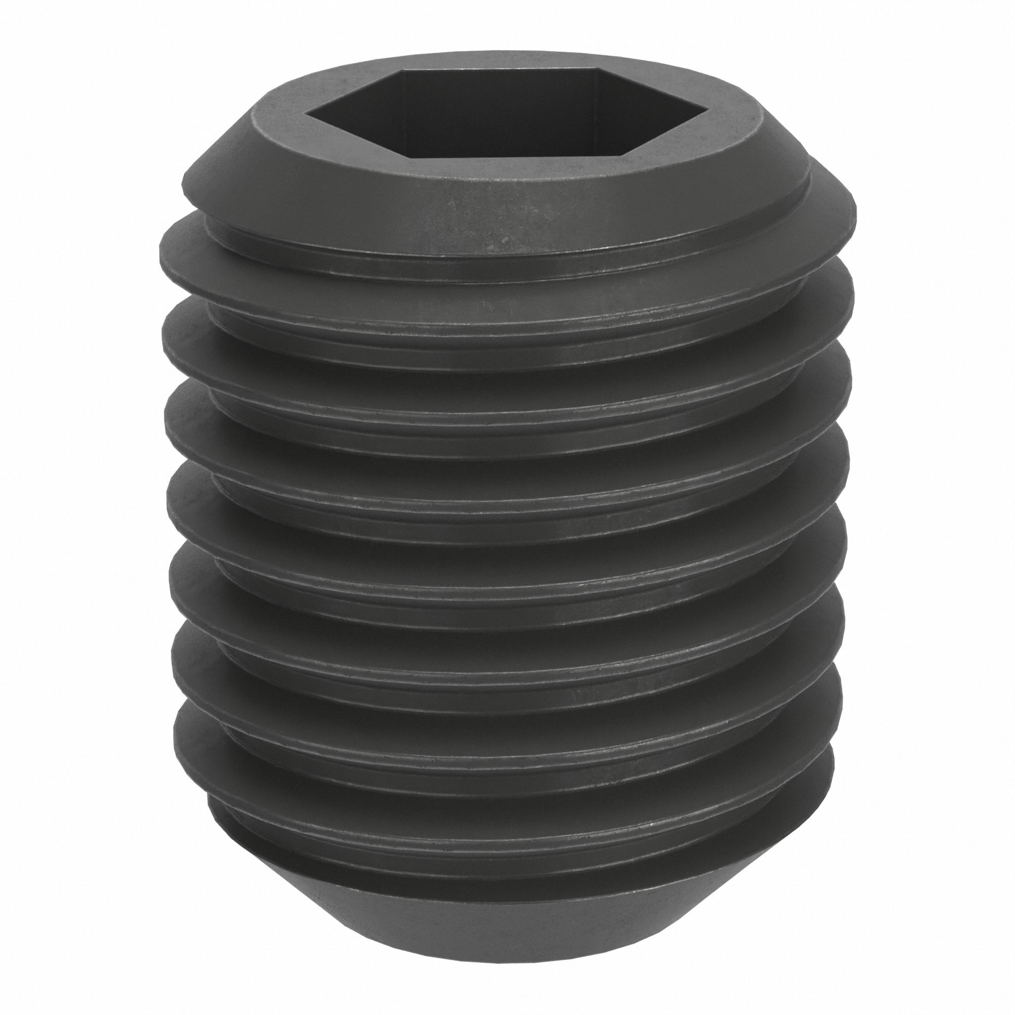 Socket Set Screw: M10x1.25 Thread Size, 12 mm Overall Lg, Cup pt, Steel, Black Oxide, Socket, 50 PK