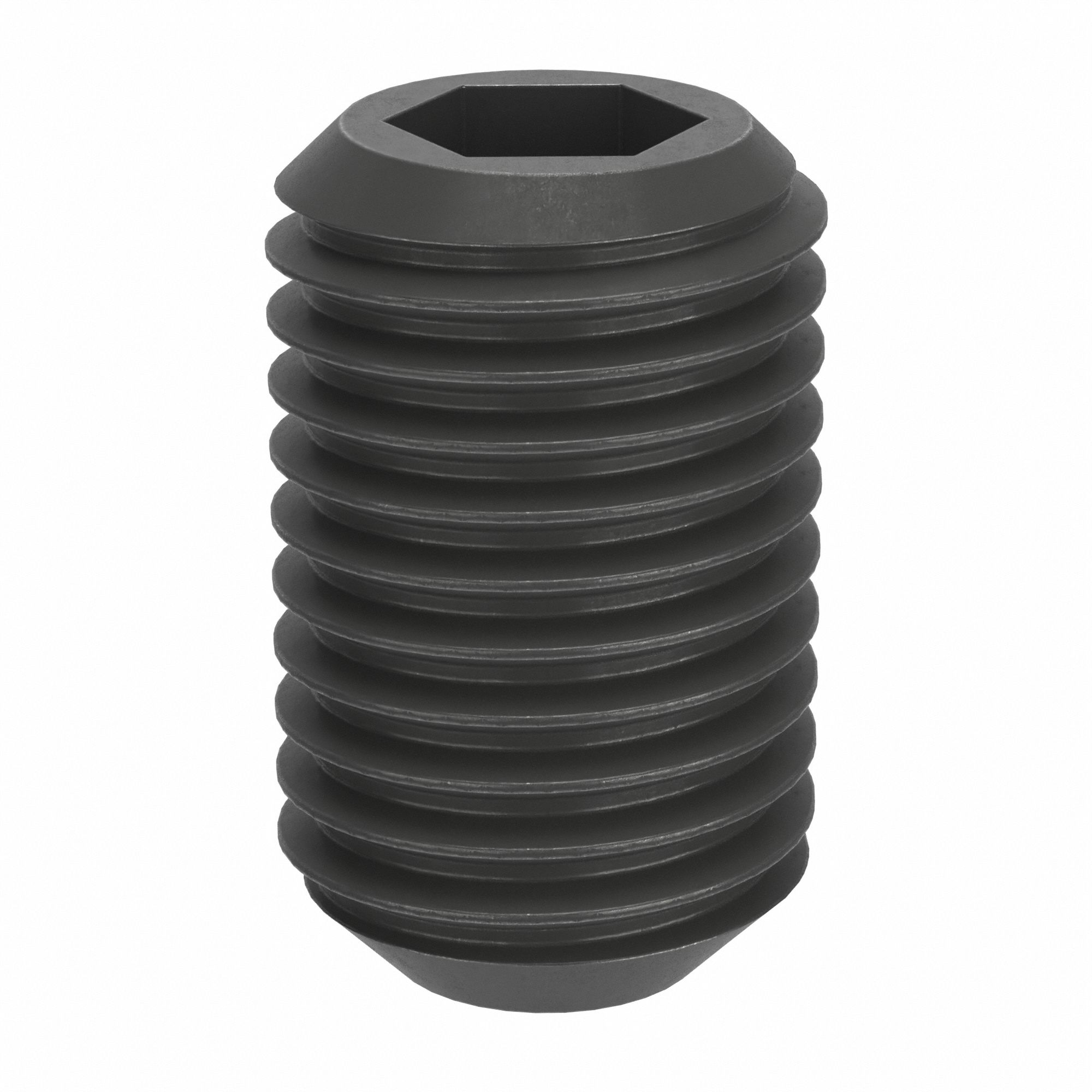 Socket Set Screw: M10x1.25 Thread Size, 16 mm Overall Lg, Cup pt, Steel, Black Oxide, Socket, 50 PK