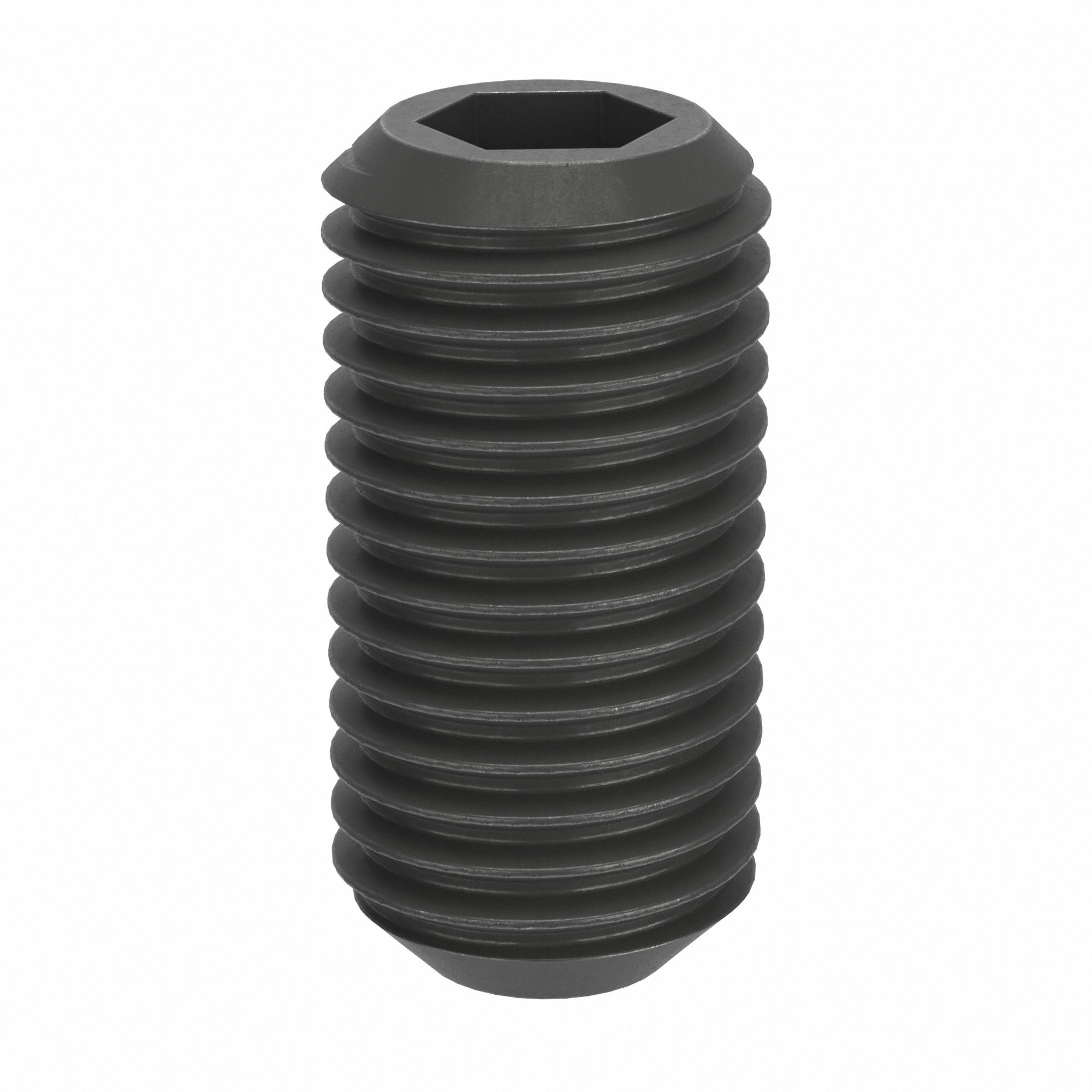 Socket Set Screw: M10x1.25 Thread Size, 20 mm Overall Lg, Cup pt, Steel, Black Oxide, Socket, 50 PK