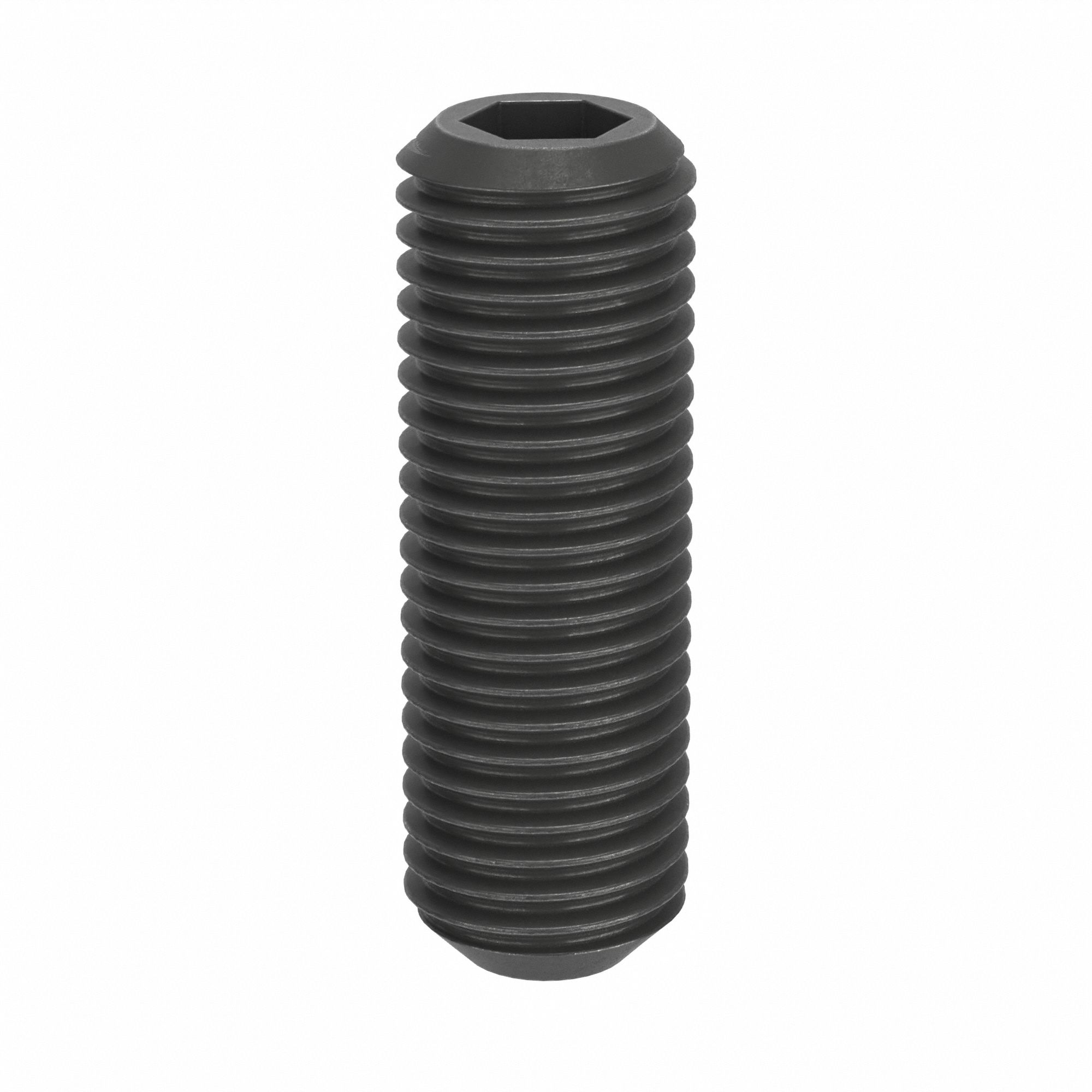 Socket Set Screw: M10x1.25 Thread Size, 30 mm Overall Lg, Cup pt, Steel, Black Oxide, Socket, 50 PK