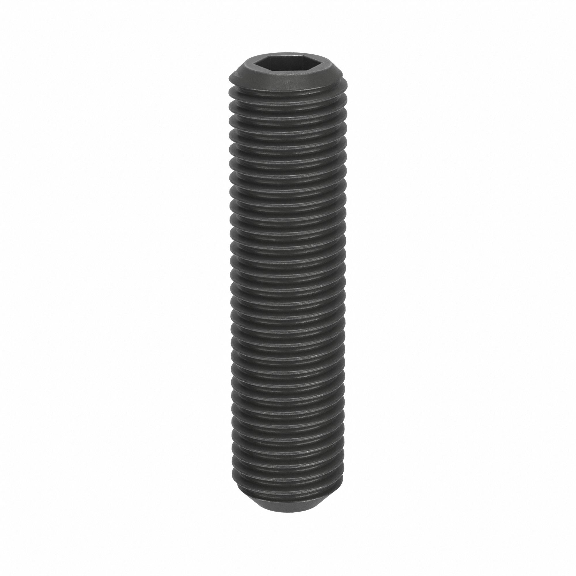 Socket Set Screw: M10x1.25 Thread Size, 40 mm Overall Lg, Cup pt, Steel, Black Oxide, Socket, 50 PK