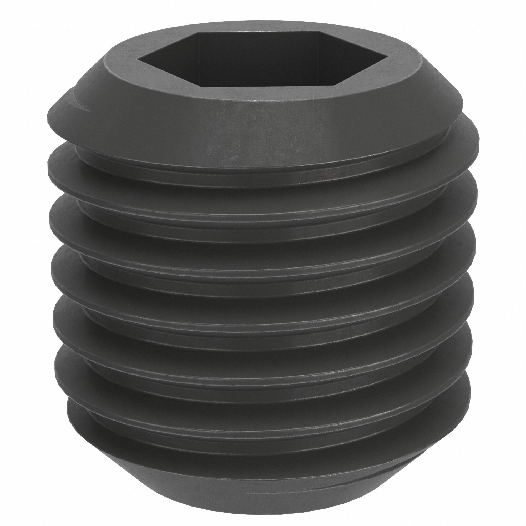 Socket Set Screw: M12x1.5 Thread Size, 12 mm Overall Lg, Cup pt, Steel, Black Oxide, Socket, 50 PK