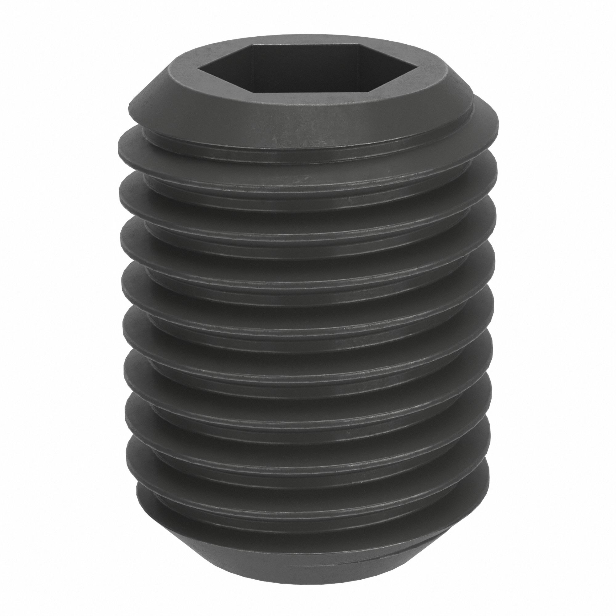 Socket Set Screw: M12x1.5 Thread Size, 16 mm Overall Lg, Cup pt, Steel, Black Oxide, Socket, 50 PK