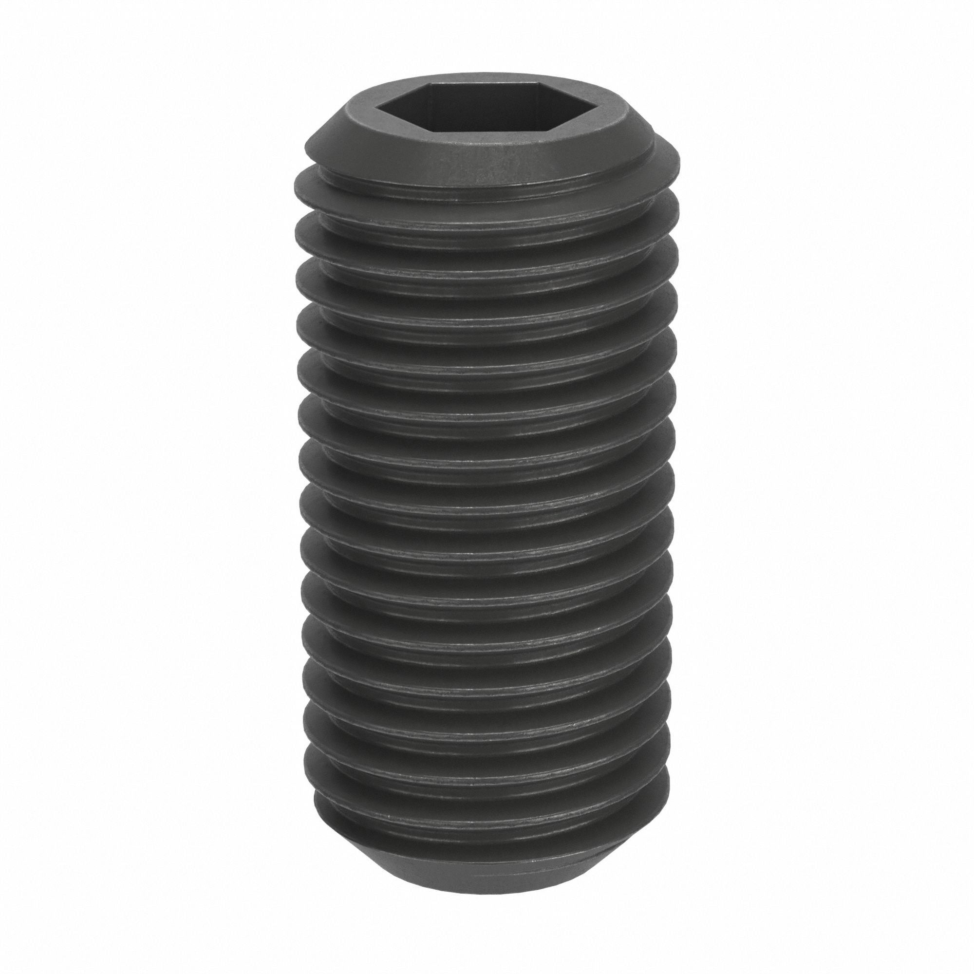 Socket Set Screw: M12x1.5 Thread Size, 25 mm Overall Lg, Cup pt, Steel, Black Oxide, Socket, 50 PK