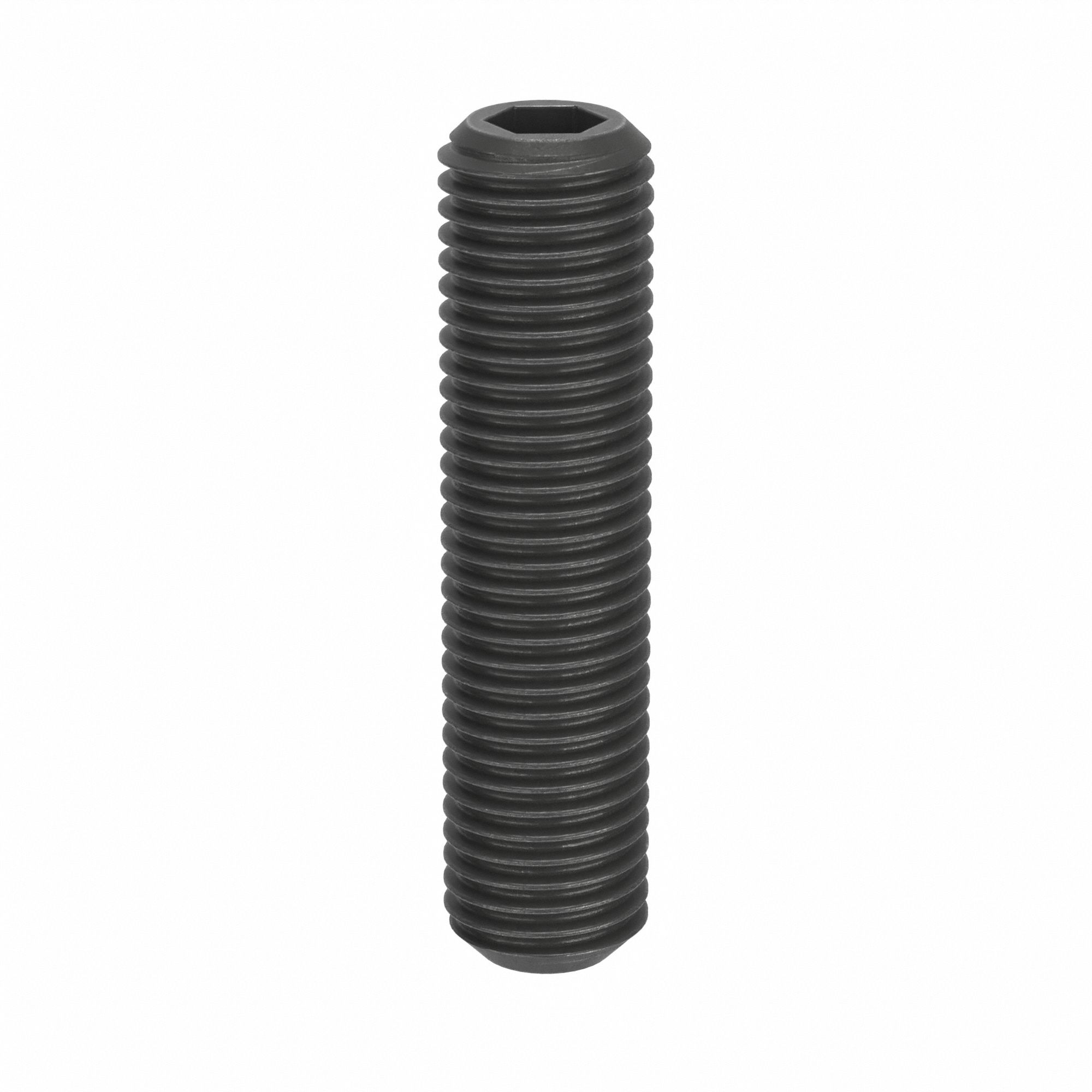 Socket Set Screw: M12x1.5 Thread Size, 50 mm Overall Lg, Cup pt, Steel, Black Oxide, Socket, 50 PK