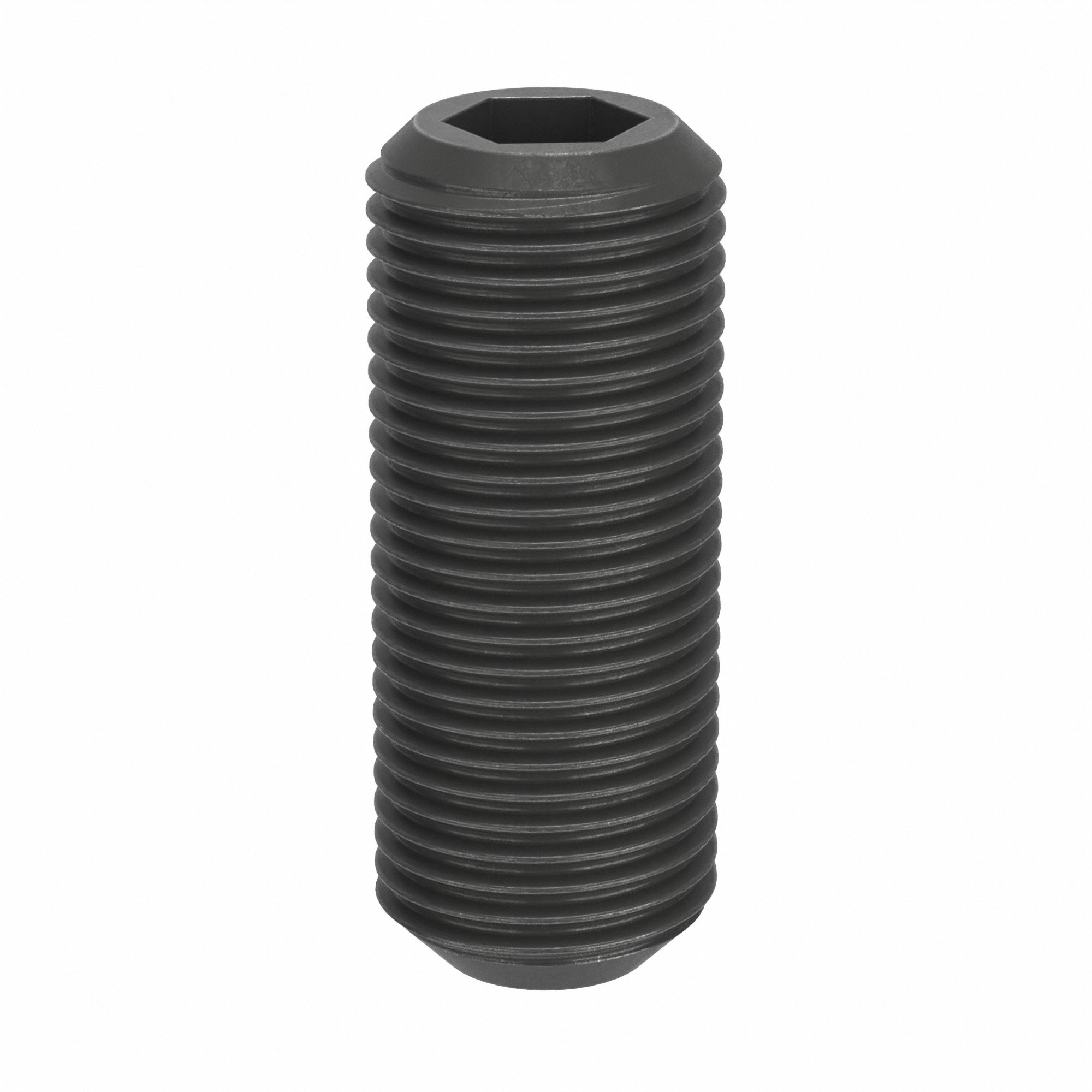 Socket Set Screw: M16x1.5 Thread Size, 40 mm Overall Lg, Cup pt, Steel, Black Oxide, Socket, 25 PK