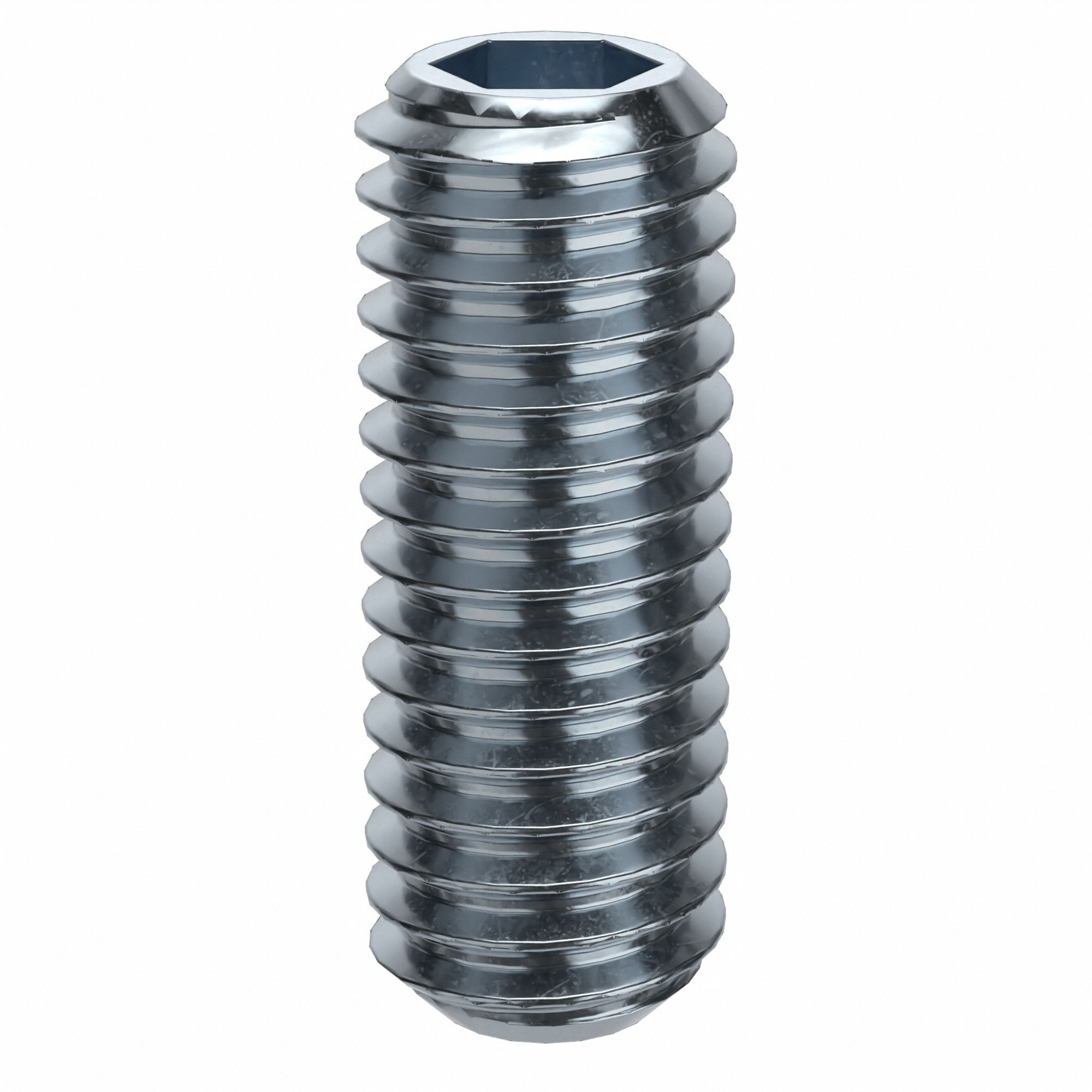Socket Set Screw: M3x0.5 Thread Size, 8 mm Overall Lg, Flat pt, Alloy Steel, Zinc Plated, 100 PK