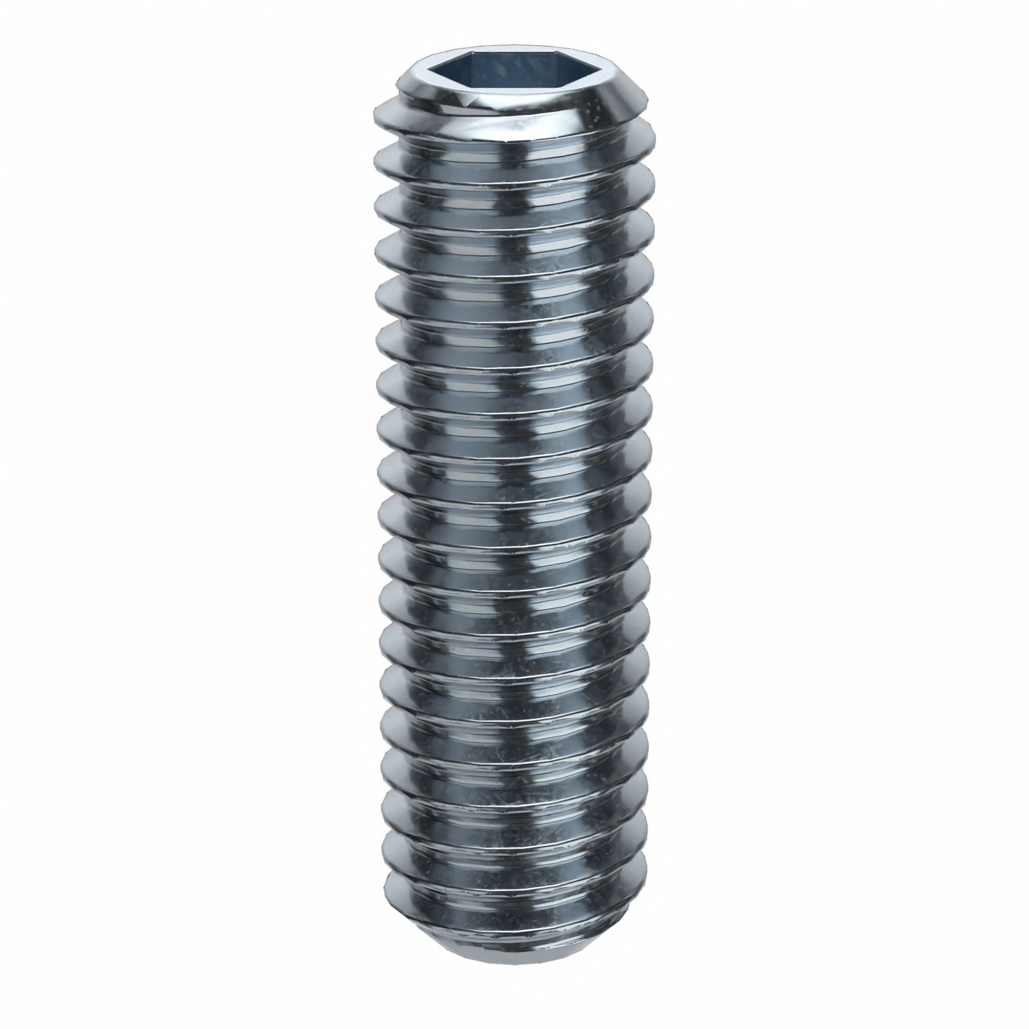 Socket Set Screw: M3x0.5 Thread Size, 10 mm Overall Lg, Flat pt, Alloy Steel, Zinc Plated, 100 PK
