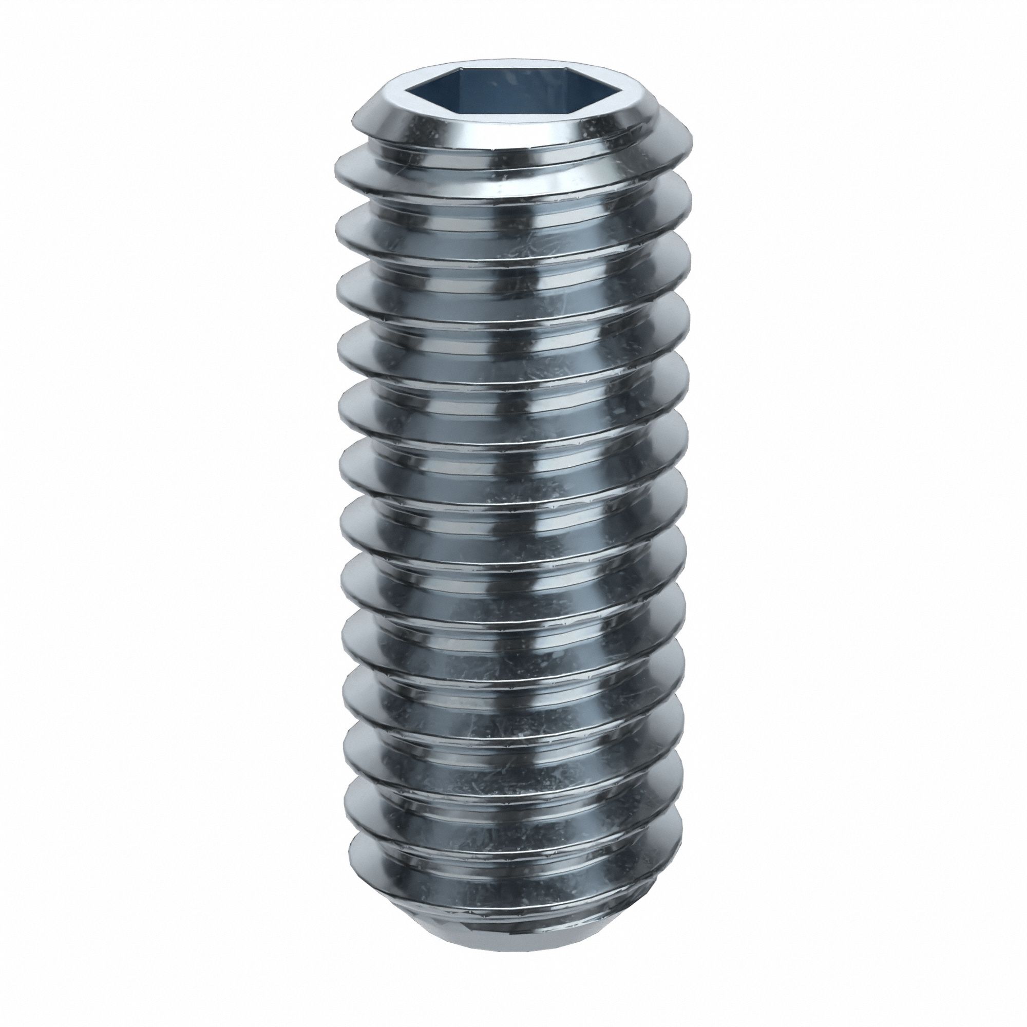 Socket Set Screw: M4x0.7 Thread Size, 10 mm Overall Lg, Flat pt, Alloy Steel, Zinc Plated, 100 PK