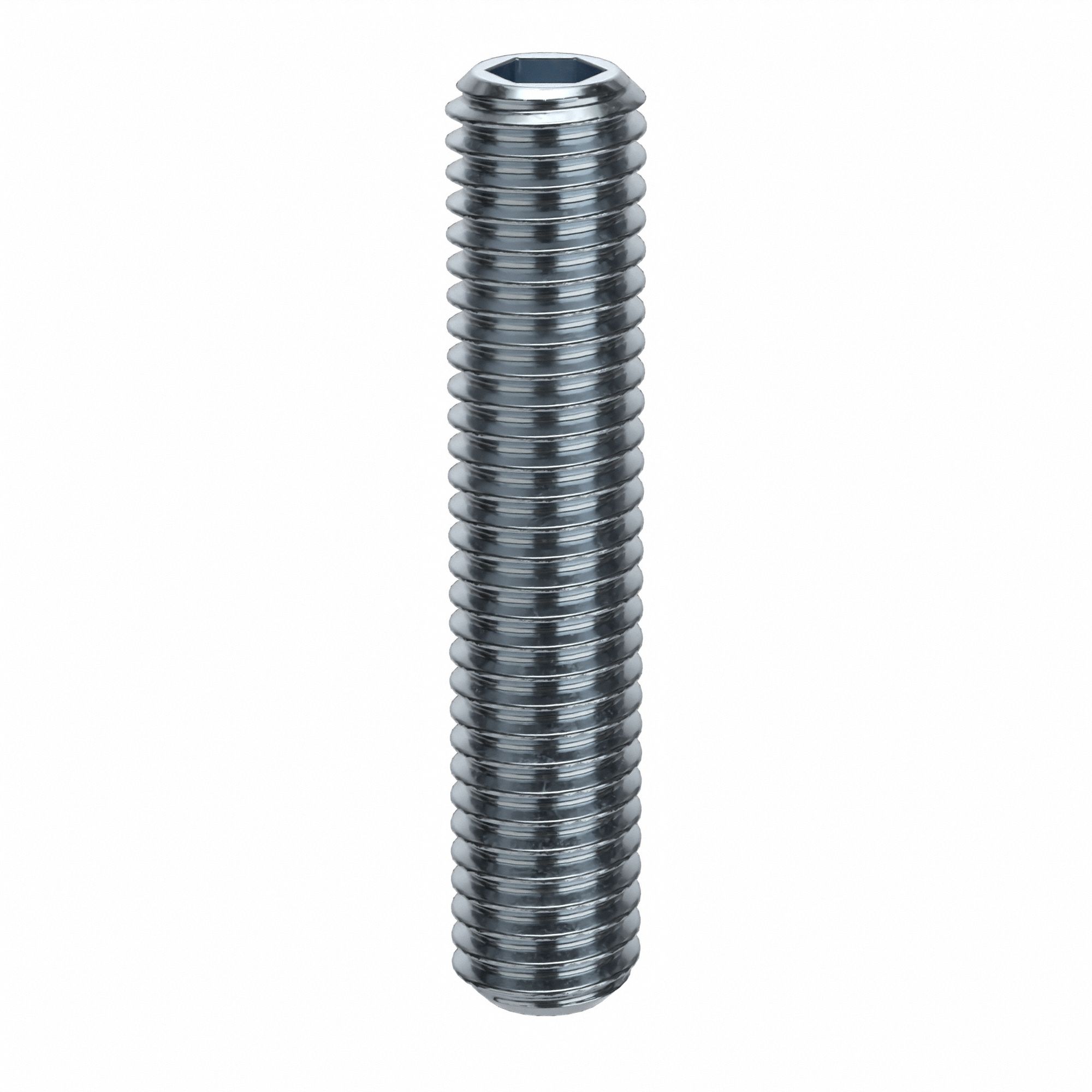 Socket Set Screw: M5x0.8 Thread Size, 25 mm Overall Lg, Flat pt, Alloy Steel, Zinc Plated, 100 PK