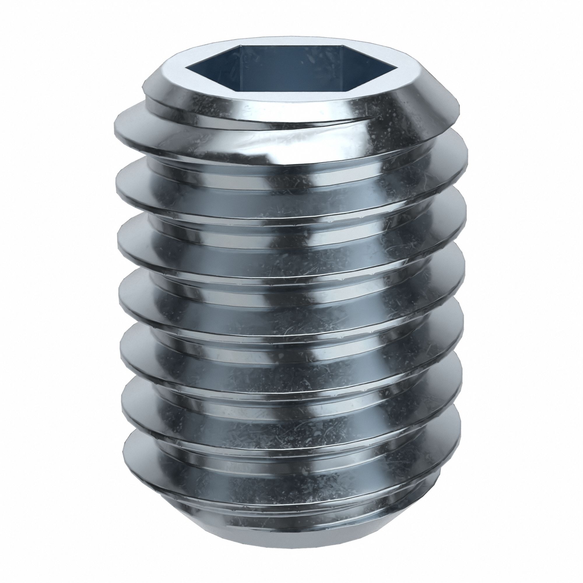 Socket Set Screw: M6x1 Thread Size, 8 mm Overall Lg, Flat pt, Alloy Steel, Zinc Plated, 100 PK