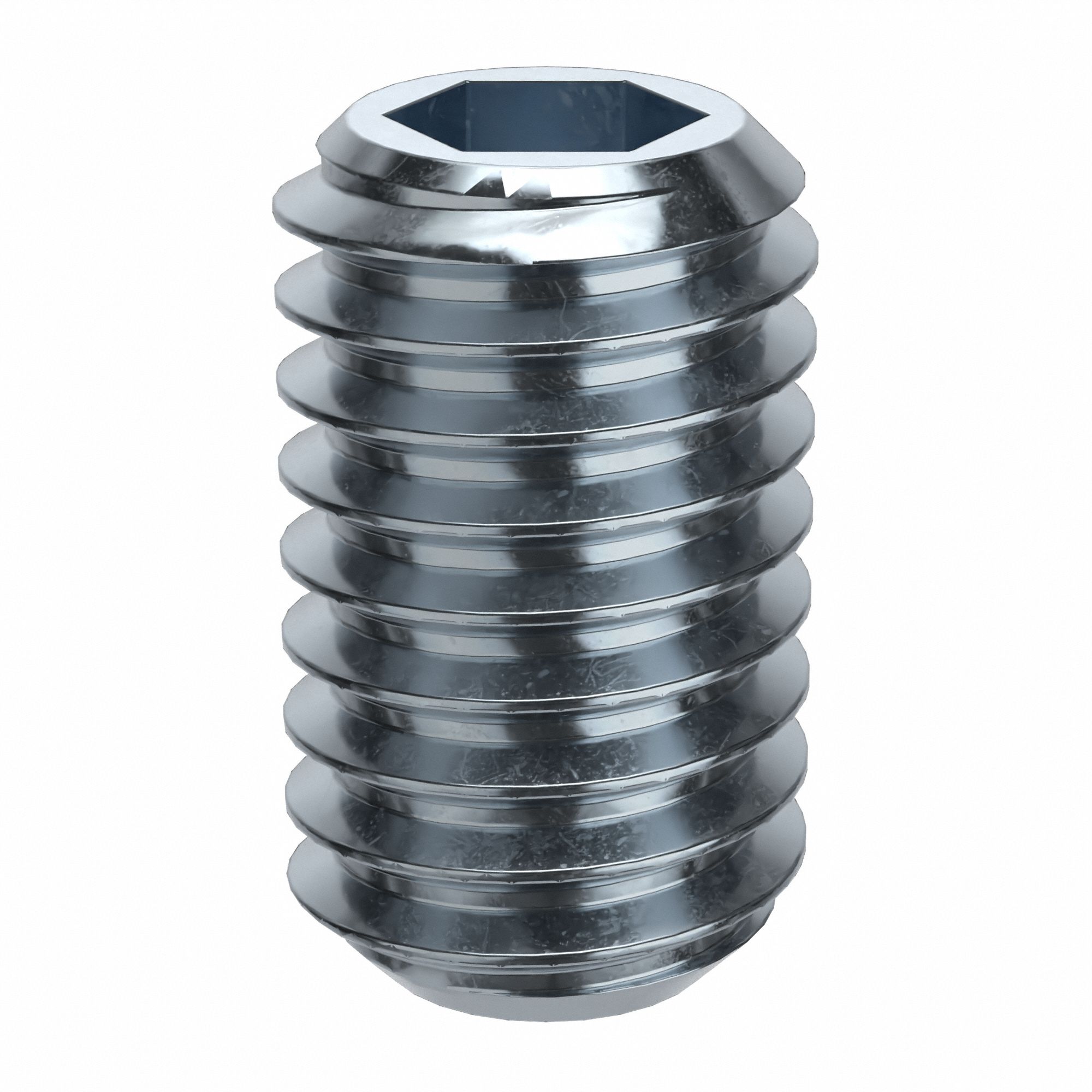 Socket Set Screw: M6x1 Thread Size, 10 mm Overall Lg, Flat pt, Alloy Steel, Zinc Plated, 100 PK