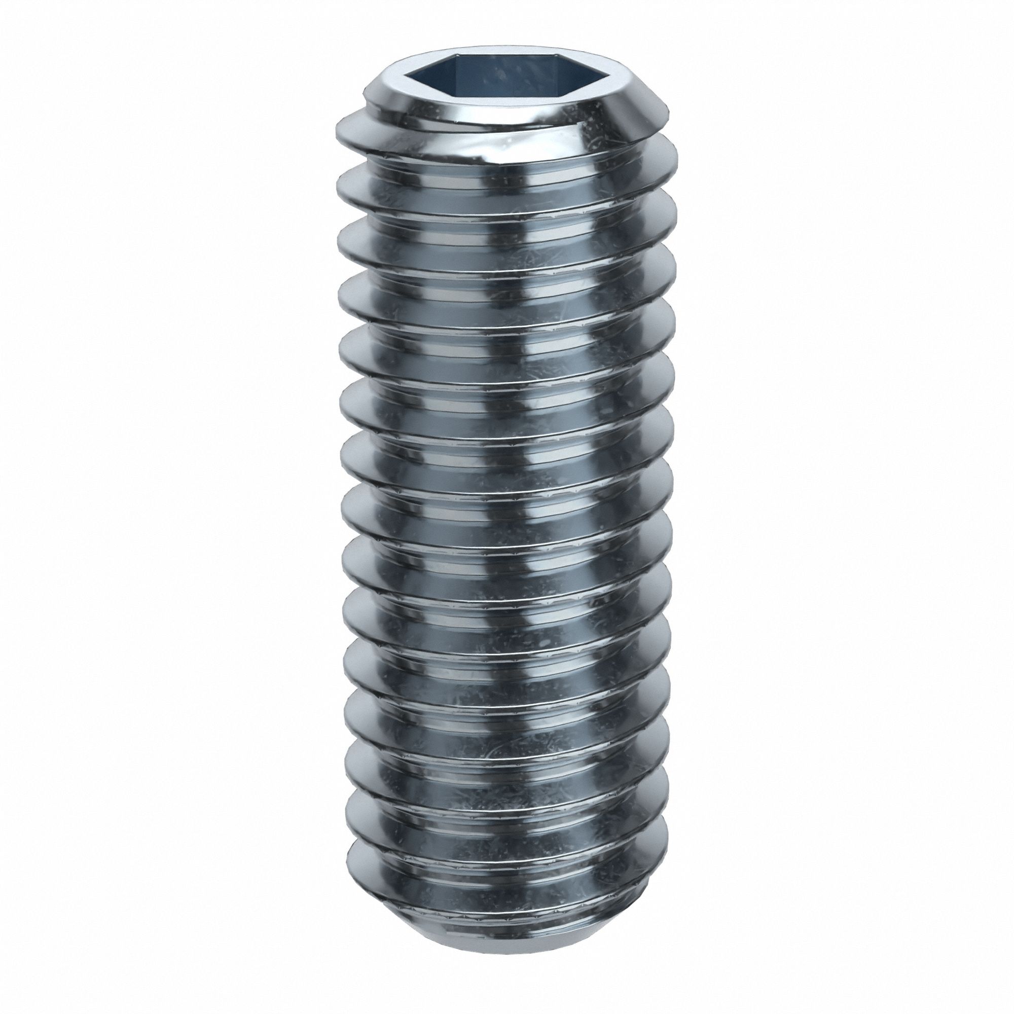 Socket Set Screw: M6x1 Thread Size, 16 mm Overall Lg, Flat pt, Alloy Steel, Zinc Plated, 100 PK