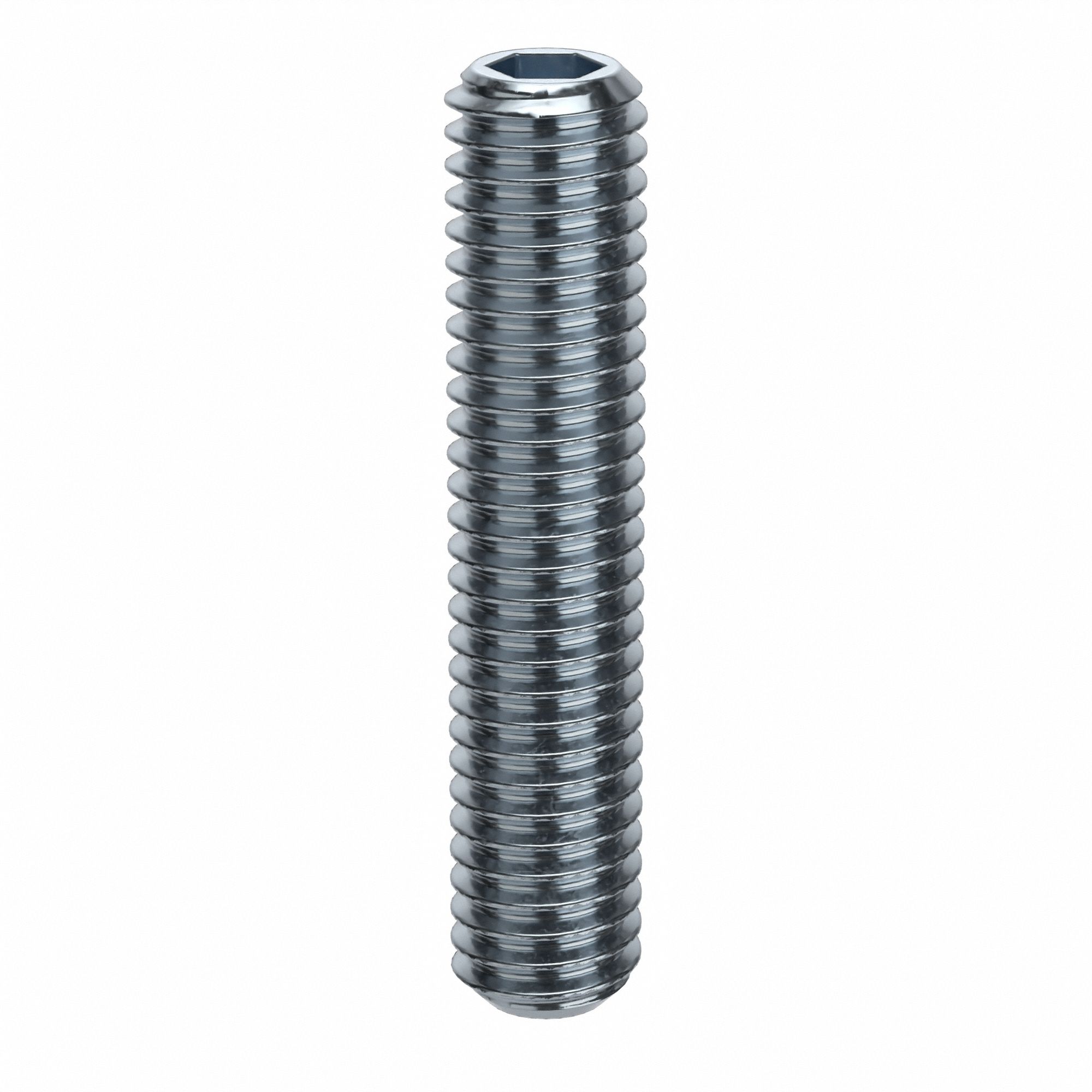 Socket Set Screw: M6x1 Thread Size, 30 mm Overall Lg, Flat pt, Alloy Steel, Zinc Plated, 100 PK