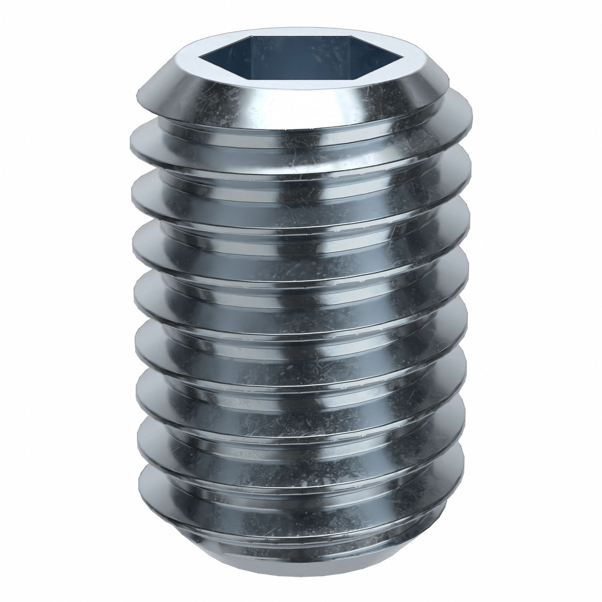 Socket Set Screw: M8x1.25 Thread Size, 12 mm Overall Lg, Flat pt, Alloy Steel, Zinc Plated, 100 PK