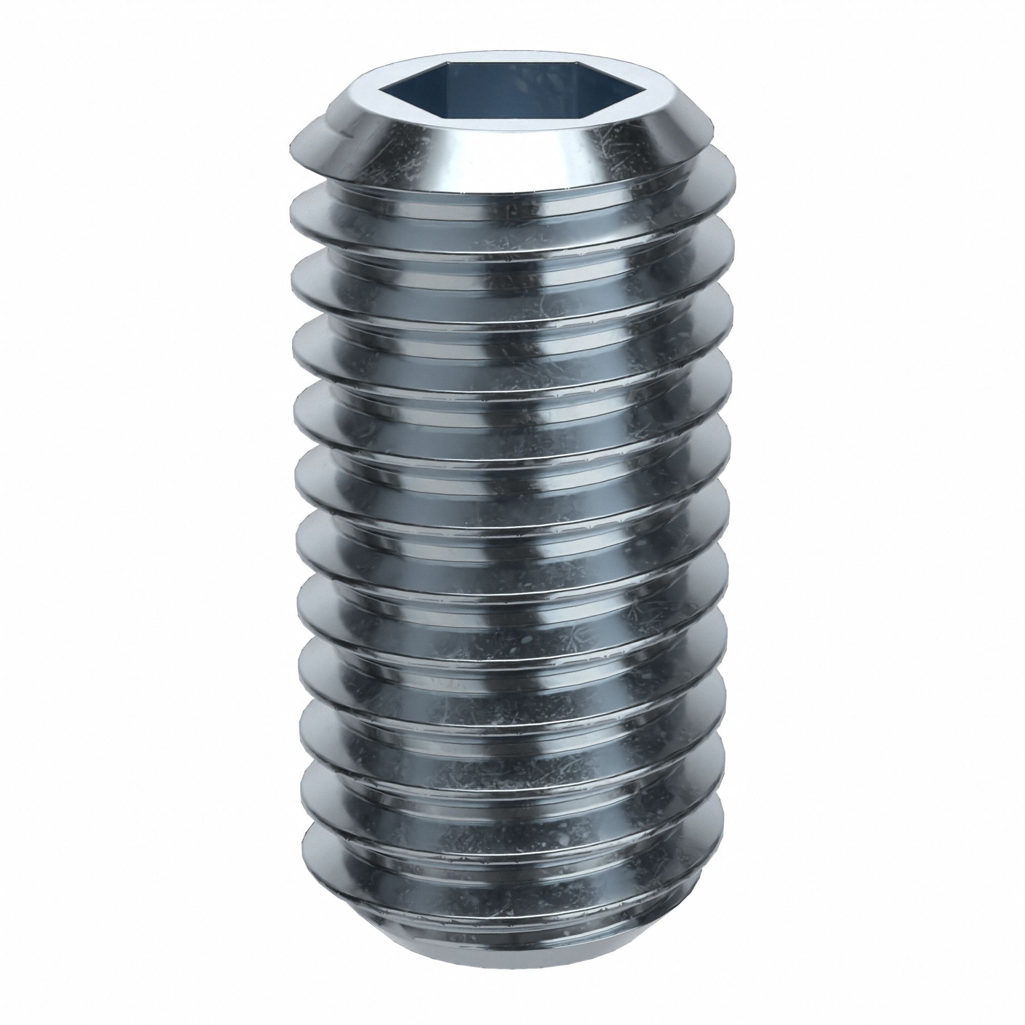 Socket Set Screw: M8x1.25 Thread Size, 16 mm Overall Lg, Flat pt, Alloy Steel, Zinc Plated, 100 PK