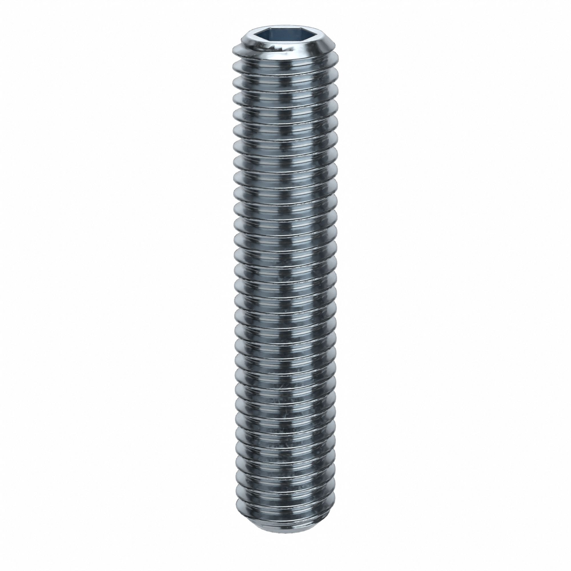 Socket Set Screw: M8x1.25 Thread Size, 40 mm Overall Lg, Flat pt, Alloy Steel, Zinc Plated, 50 PK