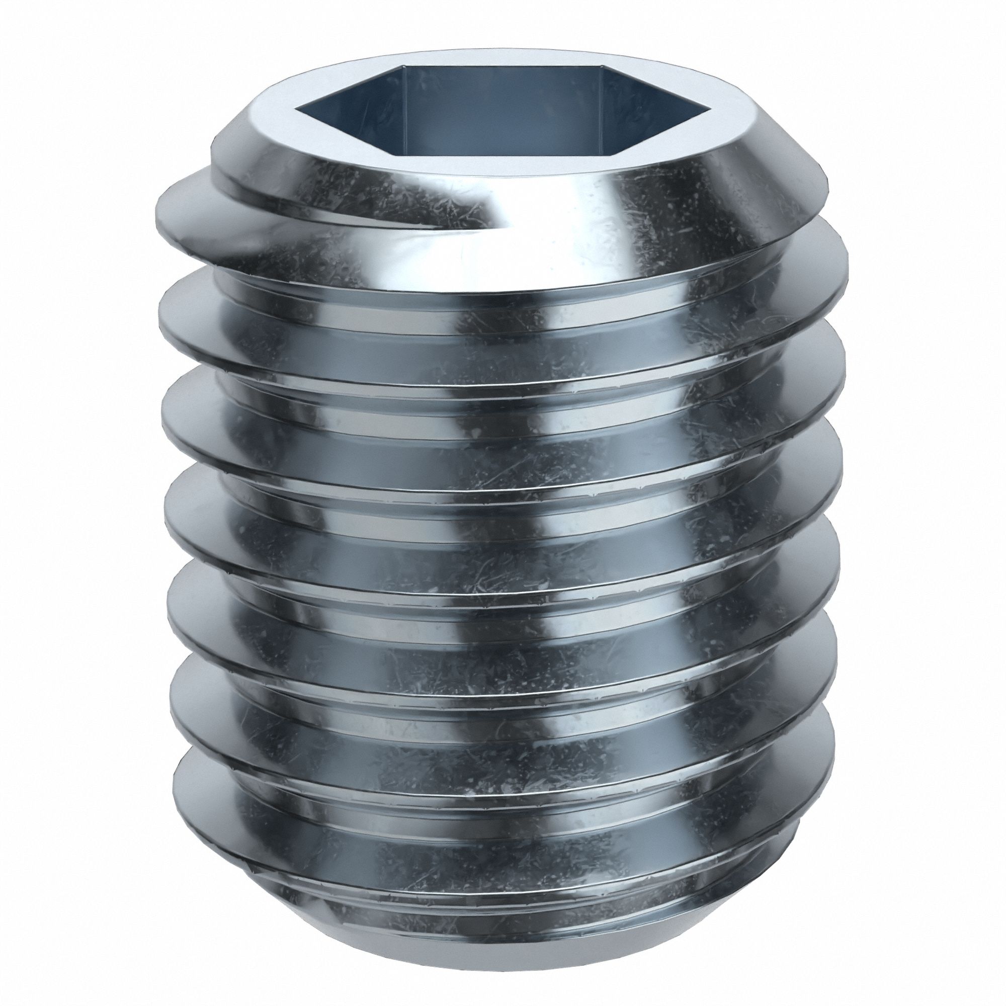 Socket Set Screw: M10x1.5 Thread Size, 12 mm Overall Lg, Flat pt, Alloy Steel, Zinc Plated, 50 PK