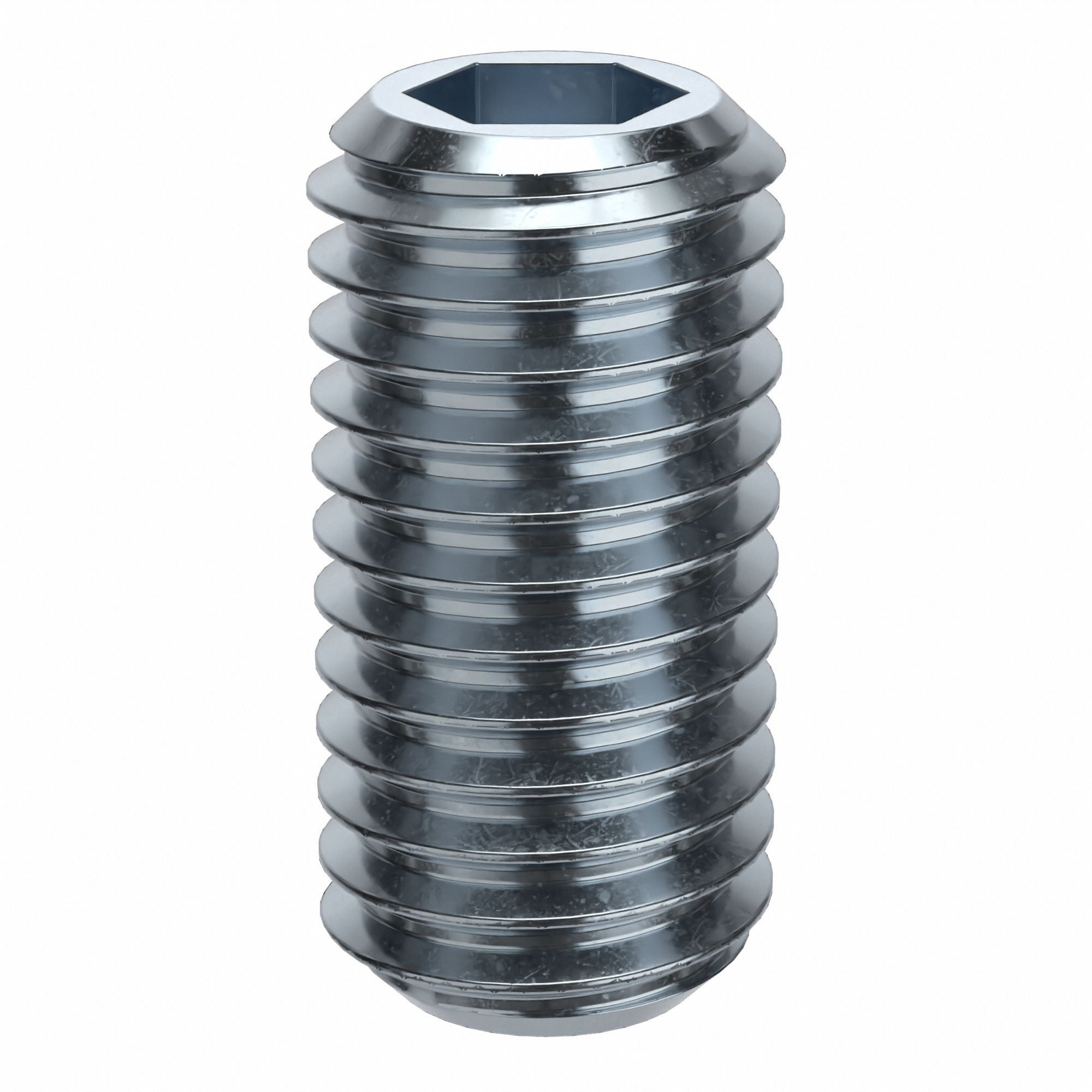 Socket Set Screw: M10x1.5 Thread Size, 20 mm Overall Lg, Flat pt, Alloy Steel, Zinc Plated, 50 PK