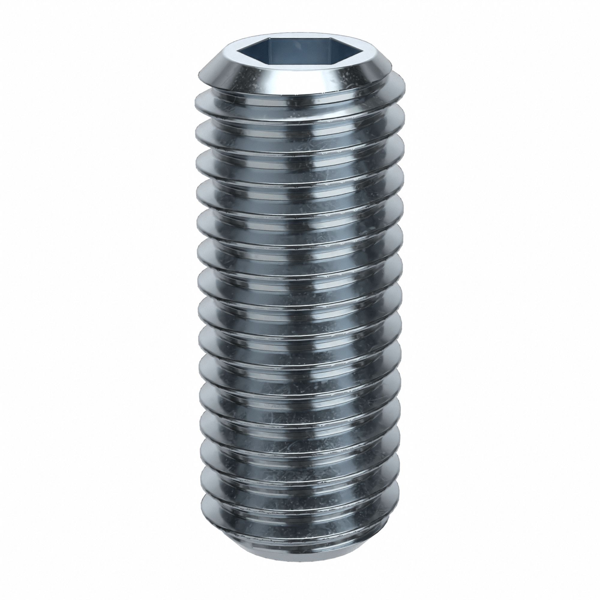 Socket Set Screw: M10x1.5 Thread Size, 25 mm Overall Lg, Flat pt, Alloy Steel, Zinc Plated, 50 PK
