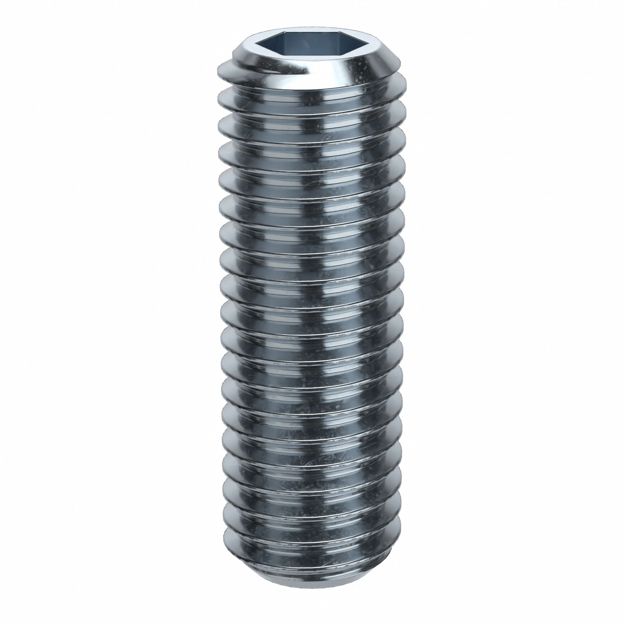 Socket Set Screw: M10x1.5 Thread Size, 30 mm Overall Lg, Flat pt, Alloy Steel, Zinc Plated, 50 PK