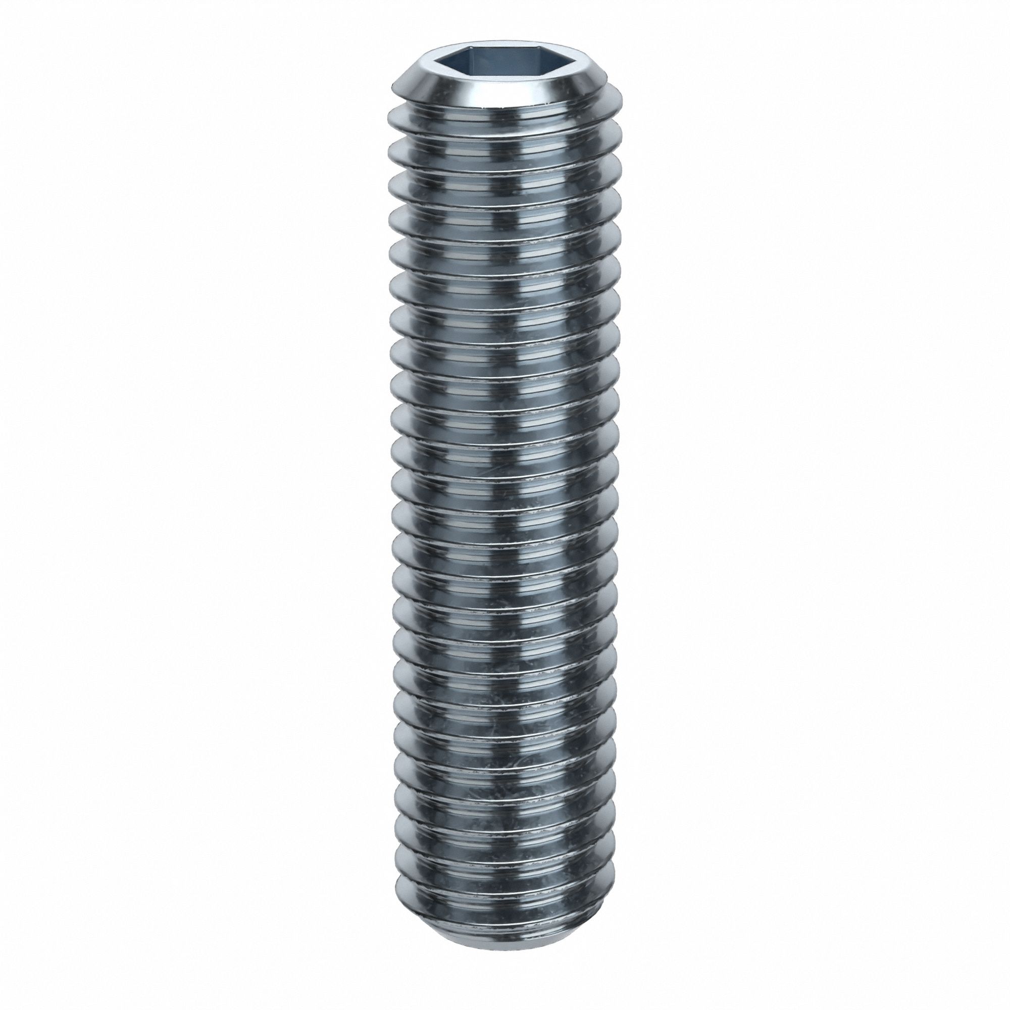 Socket Set Screw: M10x1.5 Thread Size, 40 mm Overall Lg, Flat pt, Alloy Steel, Zinc Plated, 50 PK