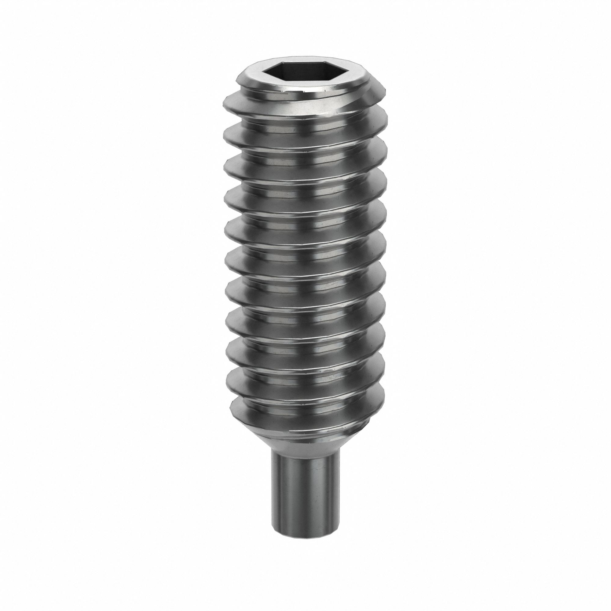 Socket Set Screw: M2x0.4 Thread Size, 6 mm Overall Lg, Dog pt, Stainless Steel, Plain, 100 PK