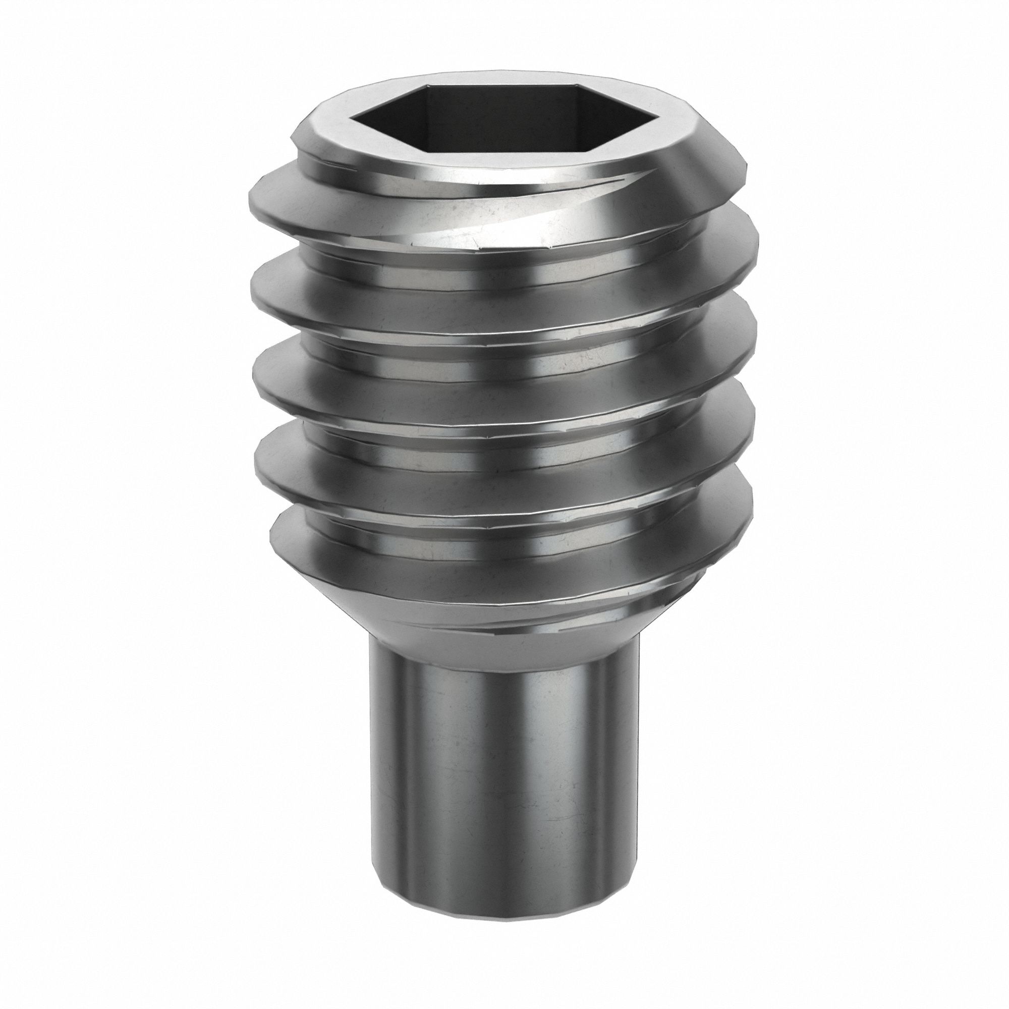 Socket Set Screw: M2.5x0.45 Thread Size, 4 mm Overall Lg, Dog pt, Stainless Steel, Plain, 100 PK