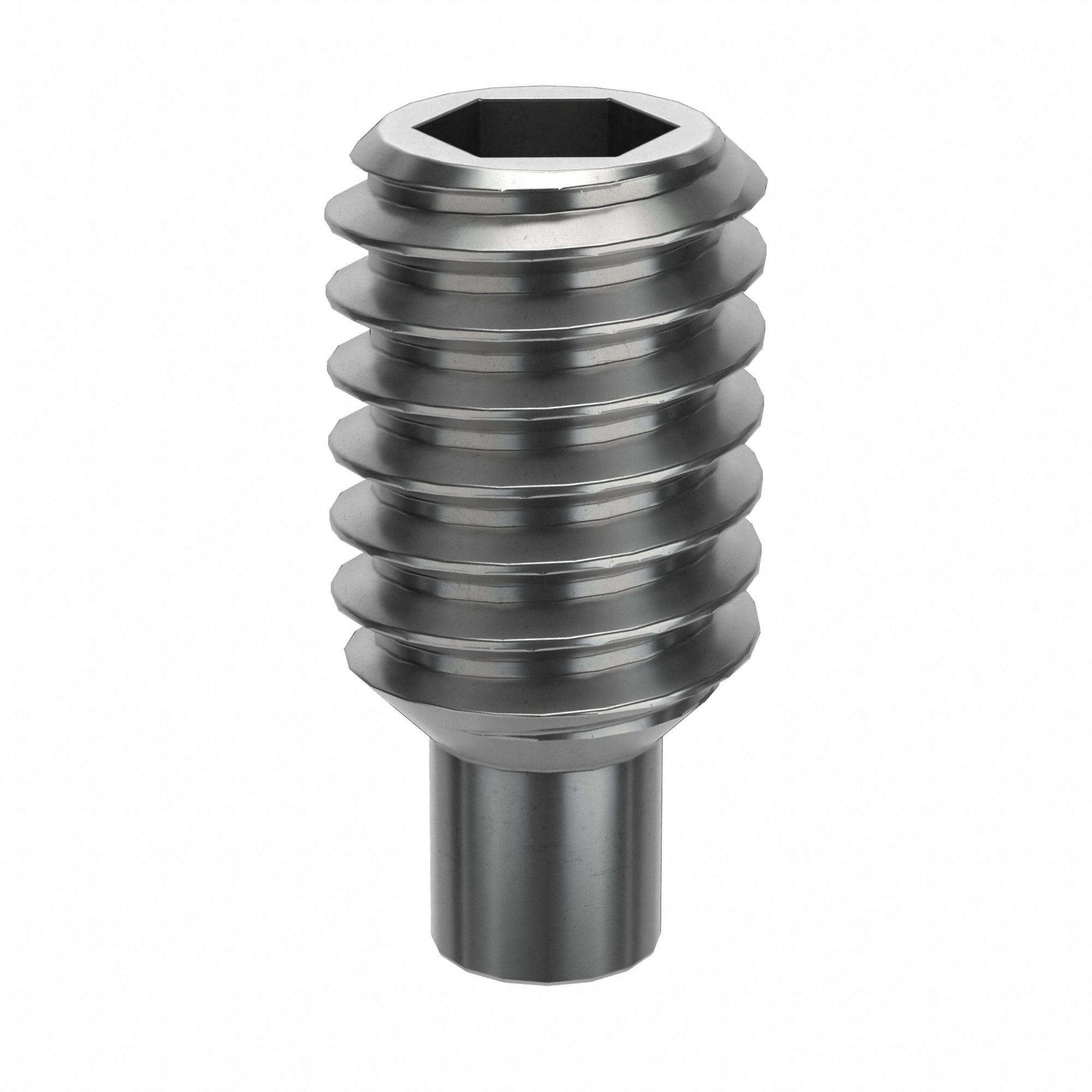 Socket Set Screw: M2.5x0.45 Thread Size, 5 mm Overall Lg, Dog pt, Stainless Steel, Plain, 100 PK