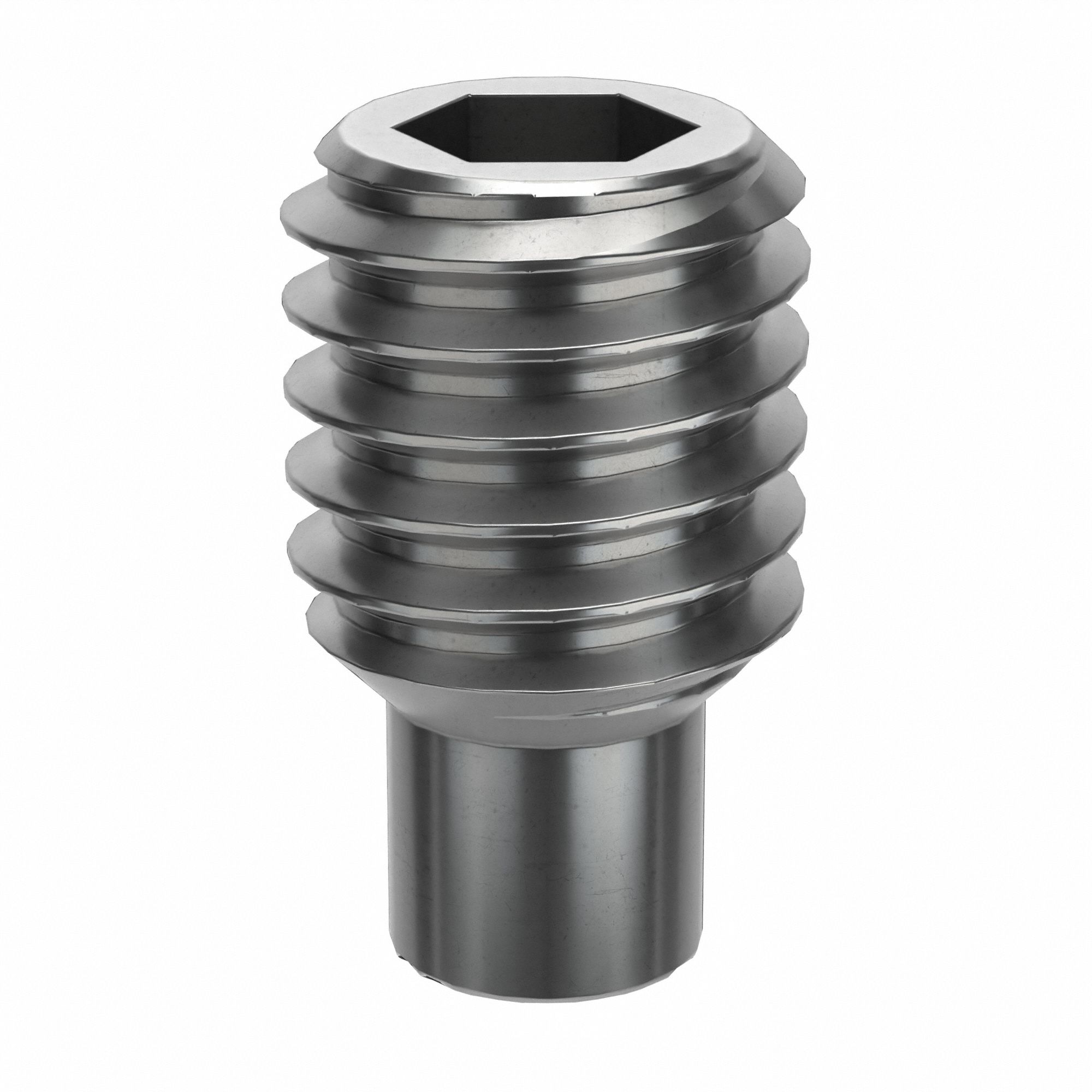 Socket Set Screw: M3x0.5 Thread Size, 5 mm Overall Lg, Dog pt, Stainless Steel, Plain, 100 PK