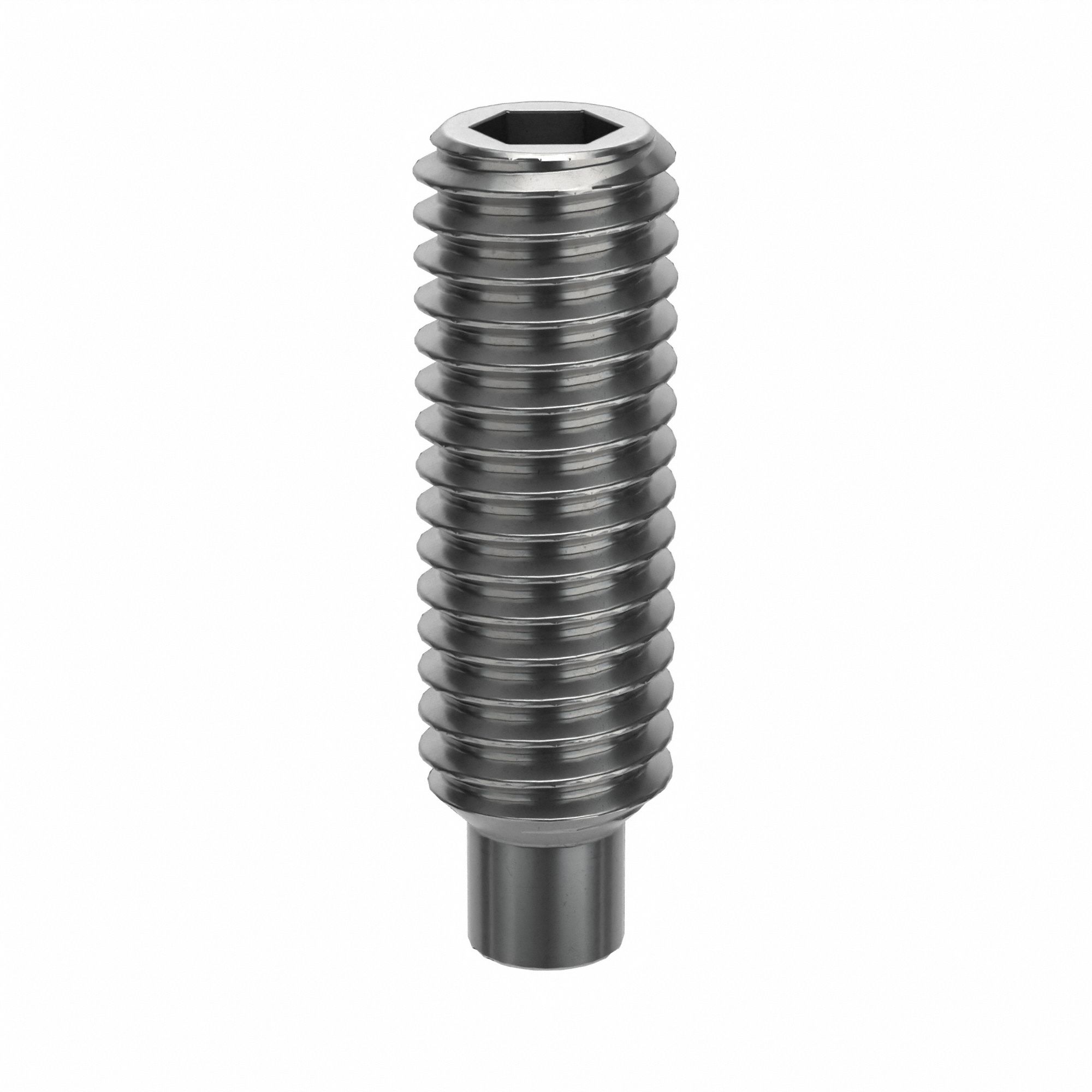 Socket Set Screw: M3x0.5 Thread Size, 10 mm Overall Lg, Dog pt, Stainless Steel, Plain, 100 PK