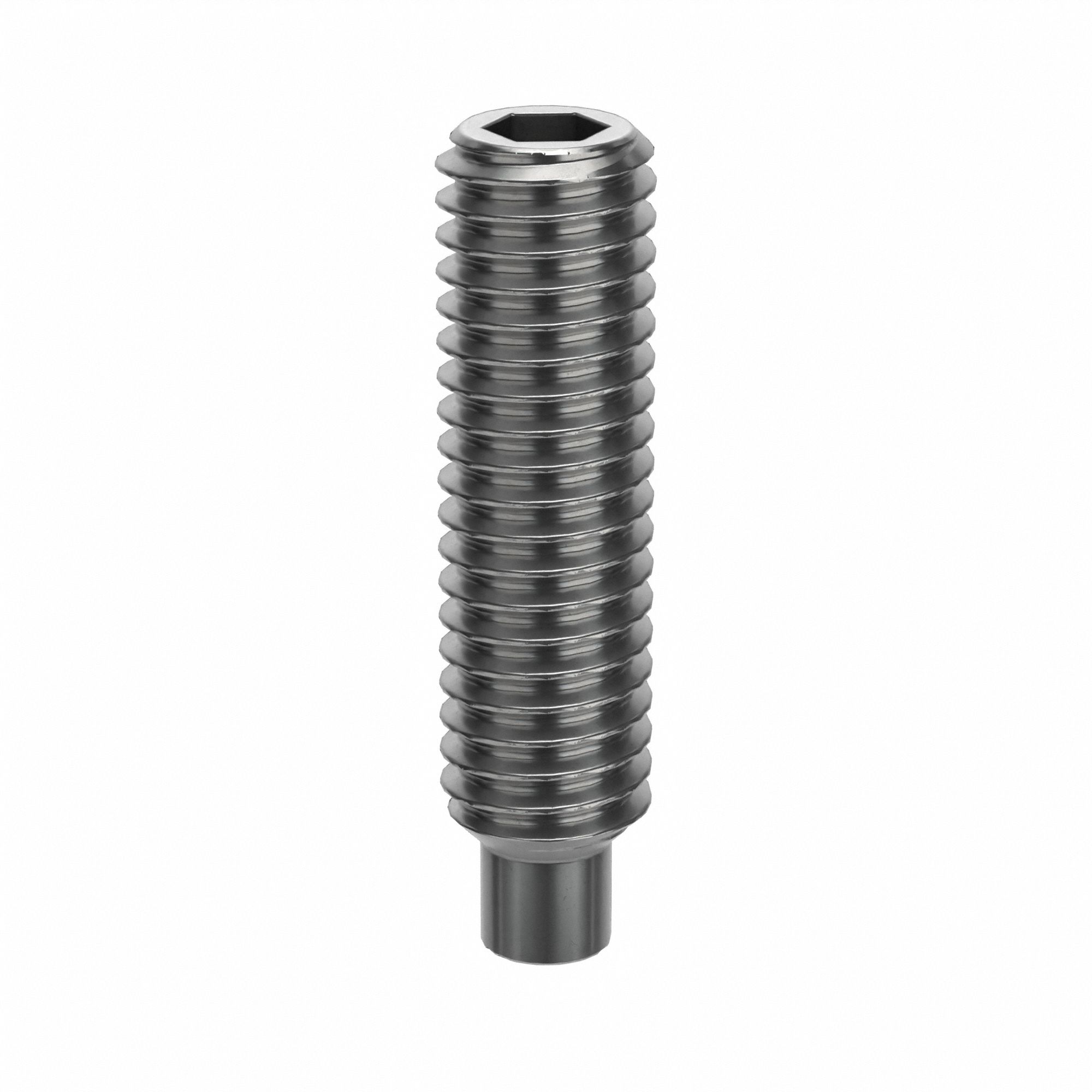 Socket Set Screw: M3x0.5 Thread Size, 12 mm Overall Lg, Dog pt, Stainless Steel, Plain, 100 PK