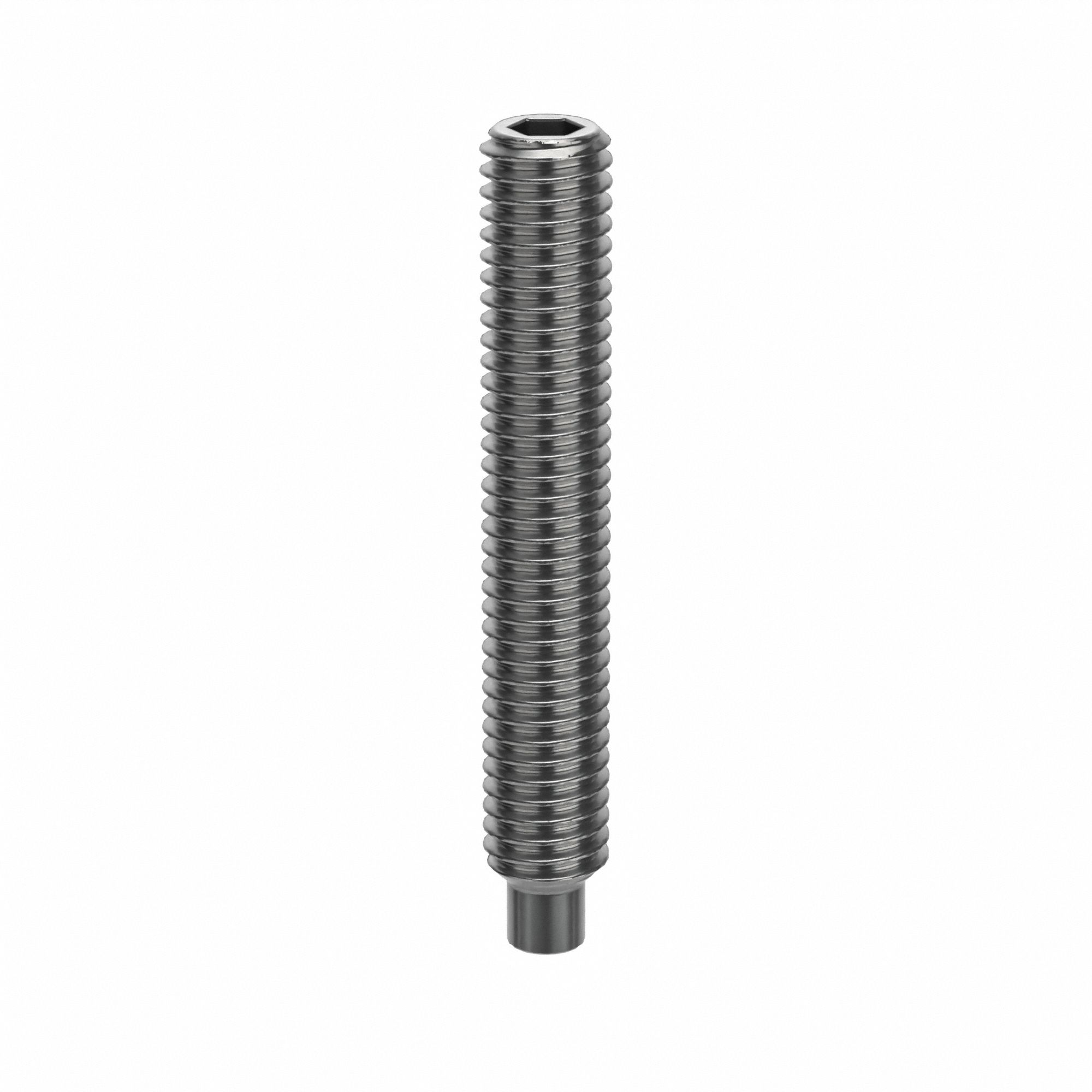 Socket Set Screw: M3x0.5 Thread Size, 20 mm Overall Lg, Dog pt, Stainless Steel, Plain, 100 PK