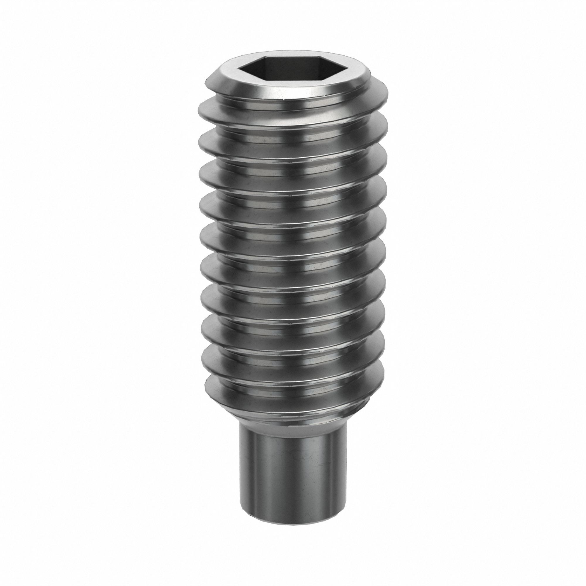 Socket Set Screw: M4x0.7 Thread Size, 10 mm Overall Lg, Dog pt, Stainless Steel, Plain, 100 PK