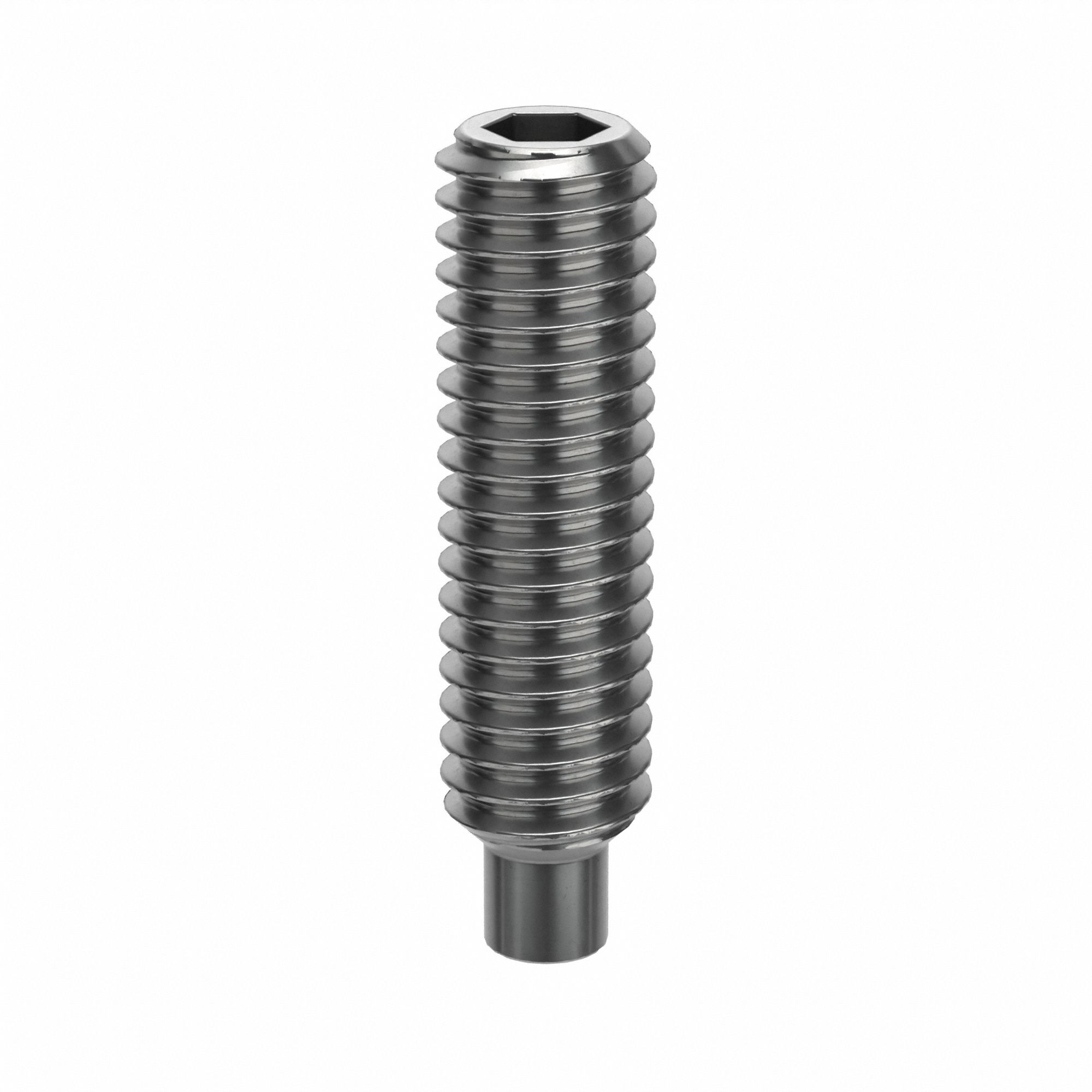 Socket Set Screw: M4x0.7 Thread Size, 16 mm Overall Lg, Dog pt, Stainless Steel, Plain, 100 PK