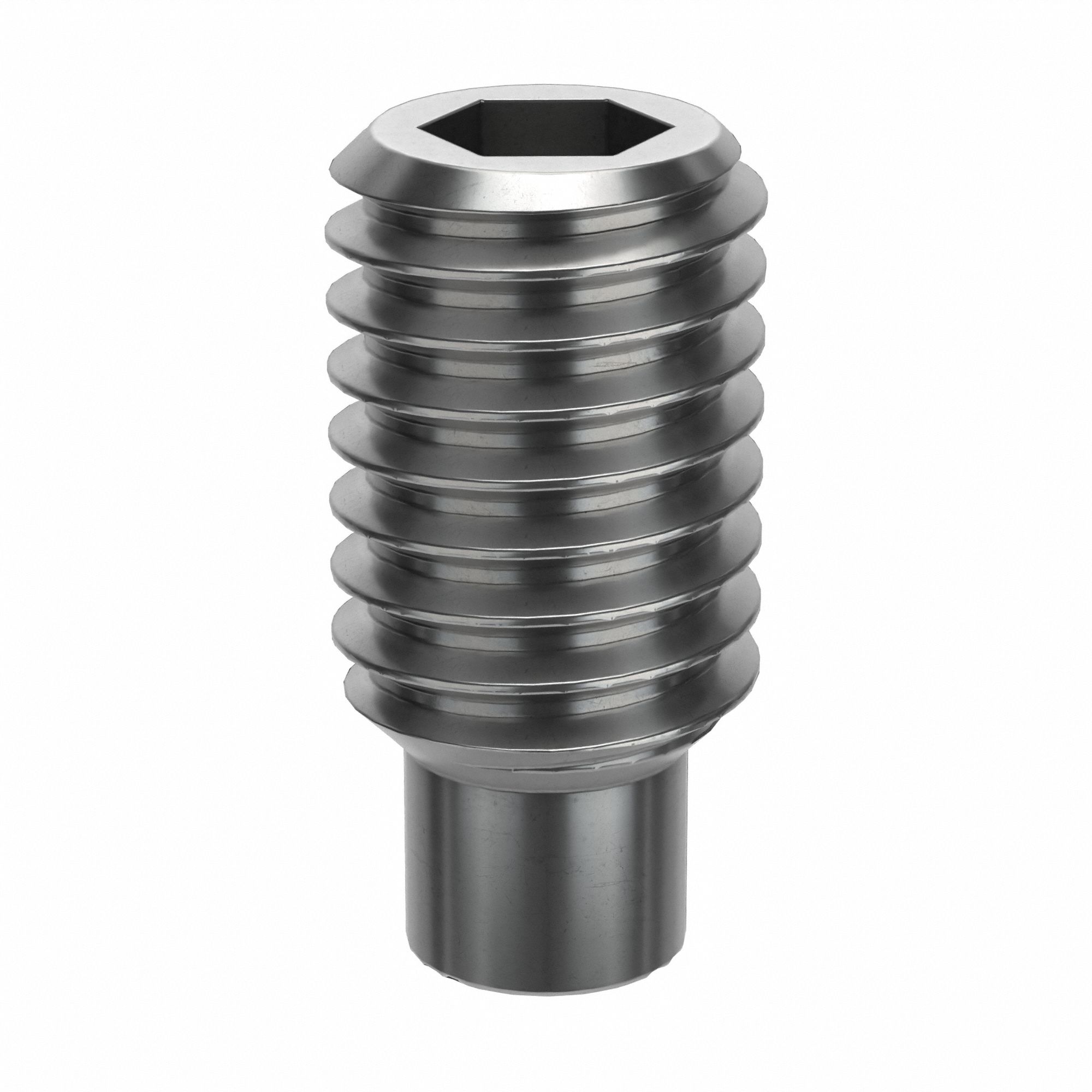 Socket Set Screw: M5x0.8 Thread Size, 10 mm Overall Lg, Dog pt, Stainless Steel, Plain, 100 PK