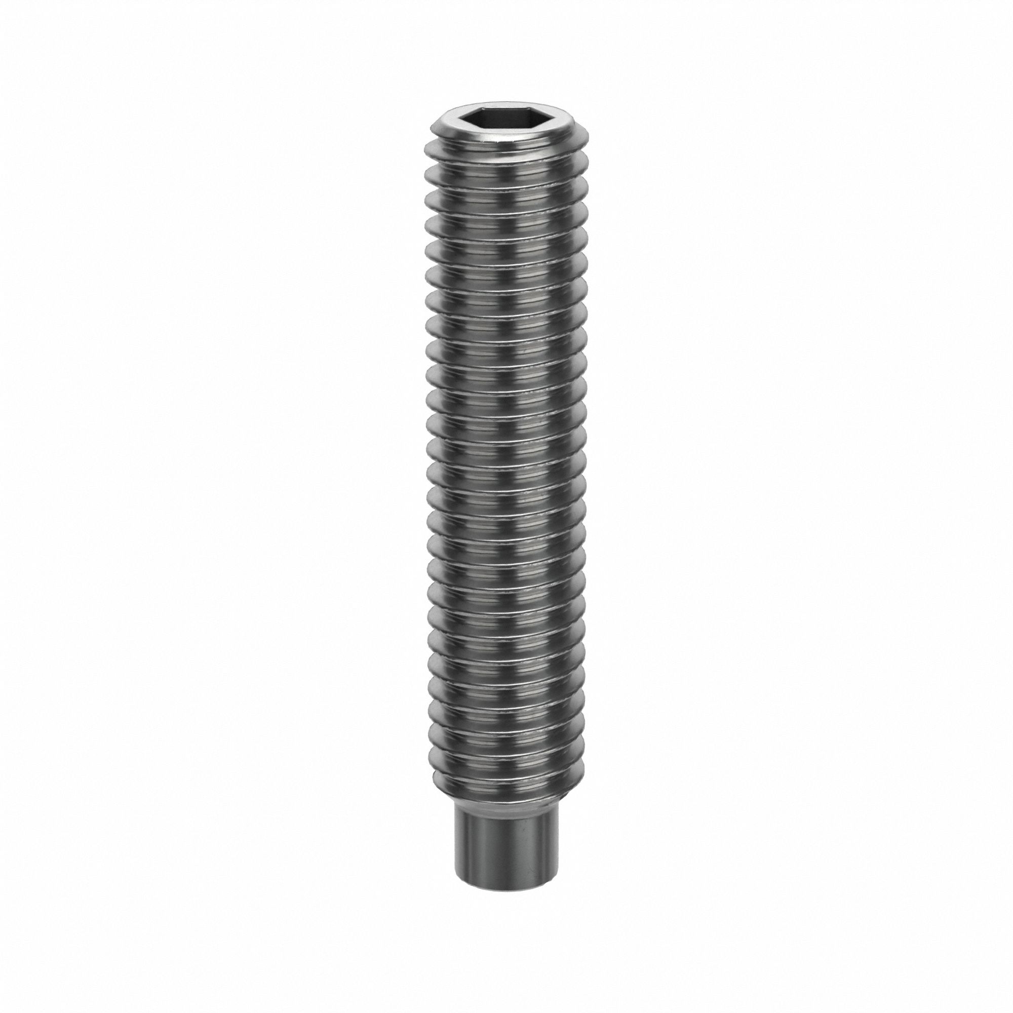 Socket Set Screw: M5x0.8 Thread Size, 25 mm Overall Lg, Dog pt, Stainless Steel, Plain, 100 PK