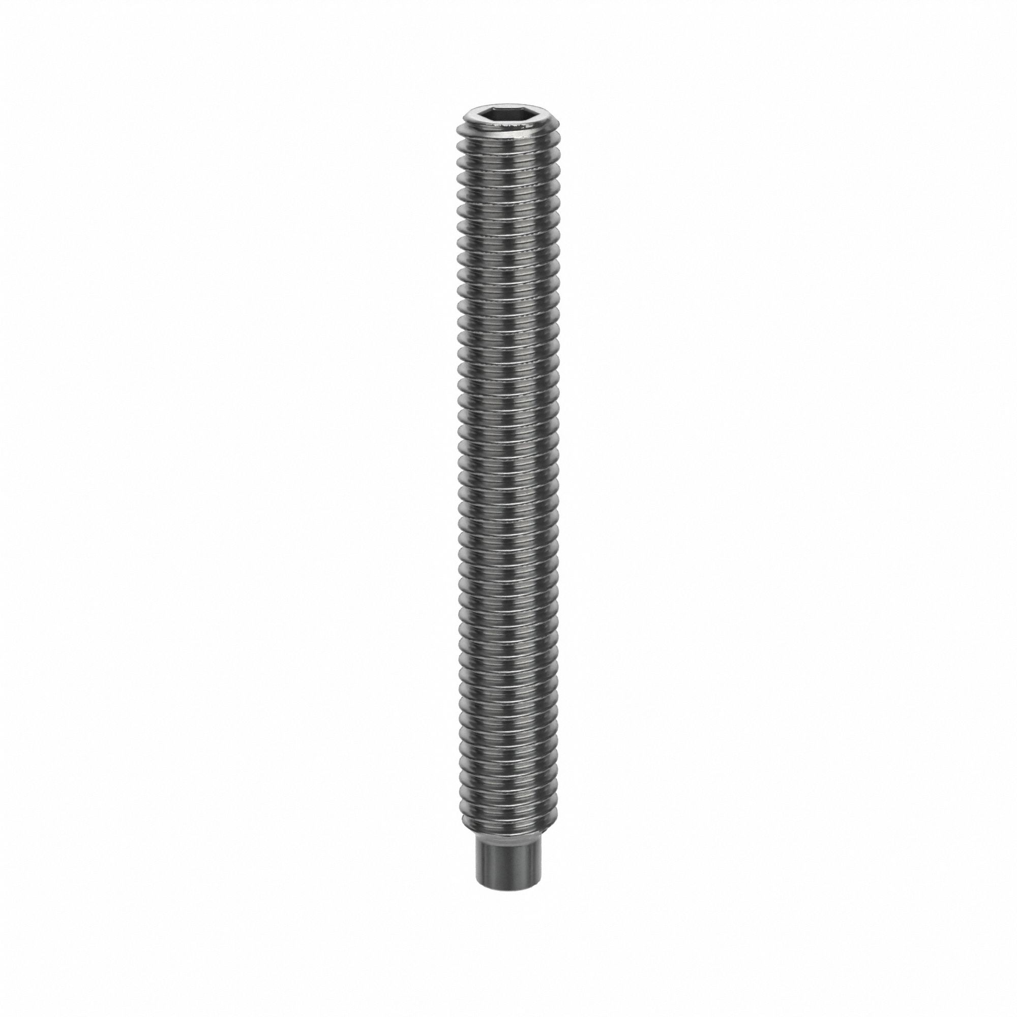 Socket Set Screw: M5x0.8 Thread Size, 40 mm Overall Lg, Dog pt, Stainless Steel, Plain, 100 PK