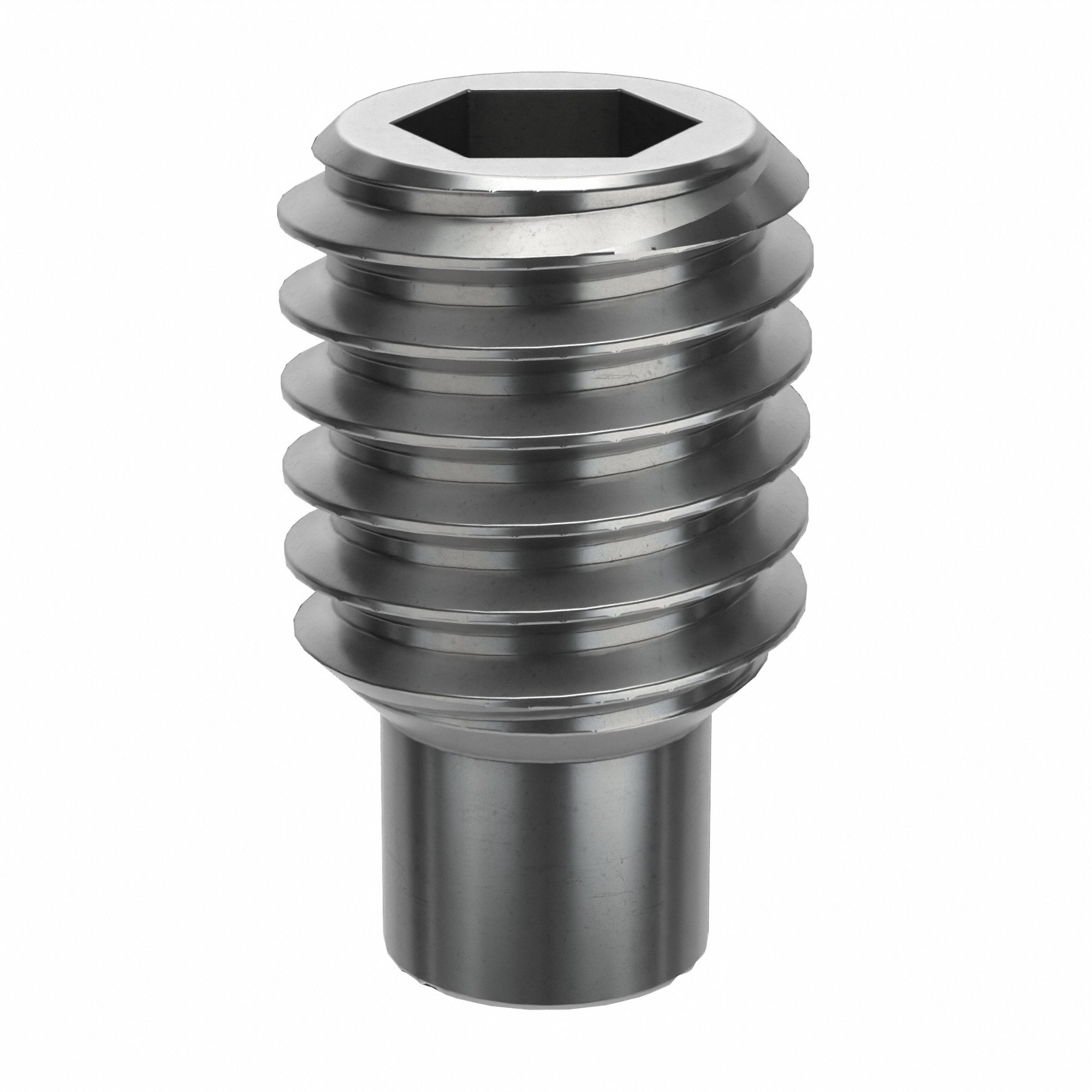 Socket Set Screw: M6x1 Thread Size, 10 mm Overall Lg, Dog pt, Stainless Steel, Plain, Socket, 100 PK
