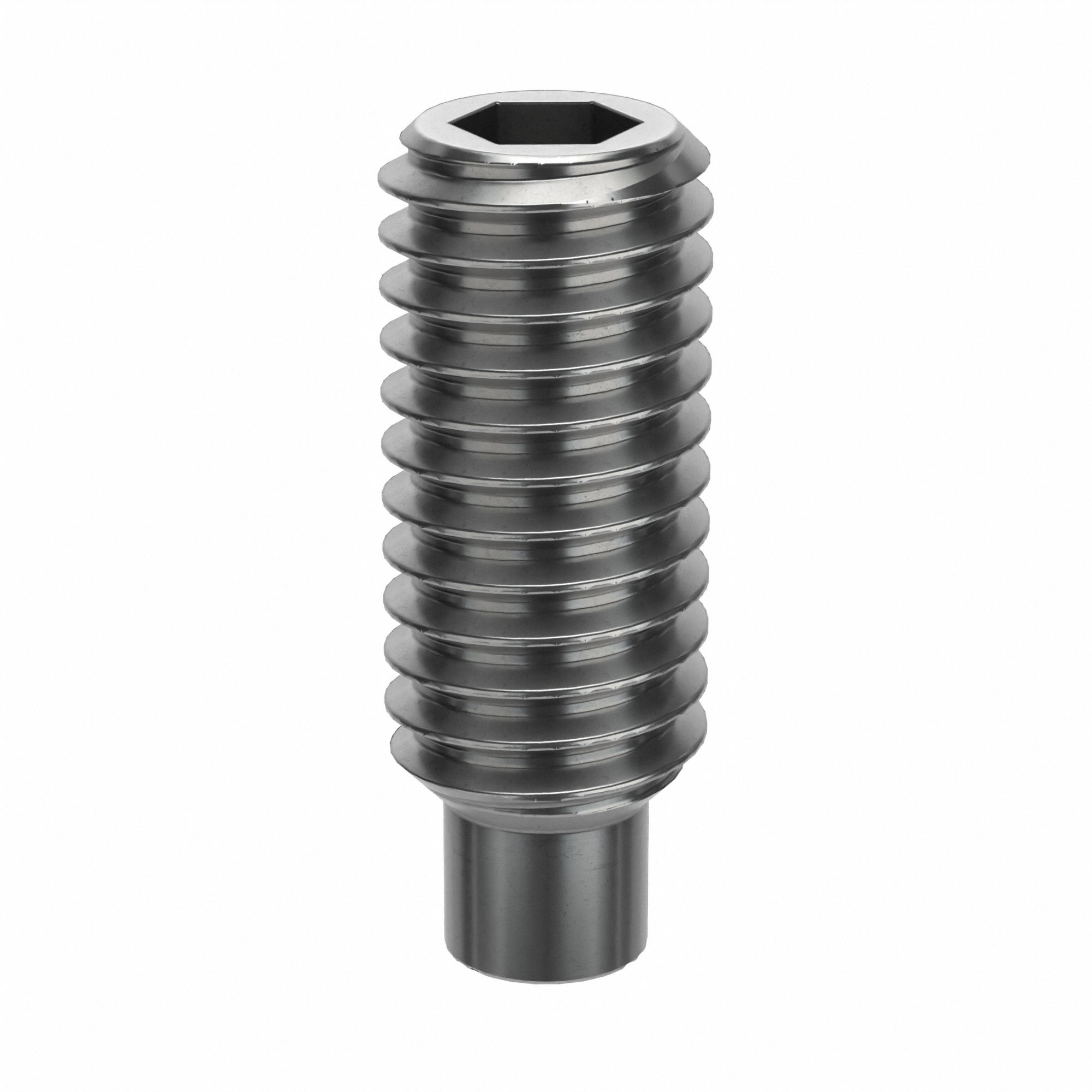 Socket Set Screw: M6x1 Thread Size, 16 mm Overall Lg, Dog pt, Stainless Steel, Plain, Socket, 100 PK