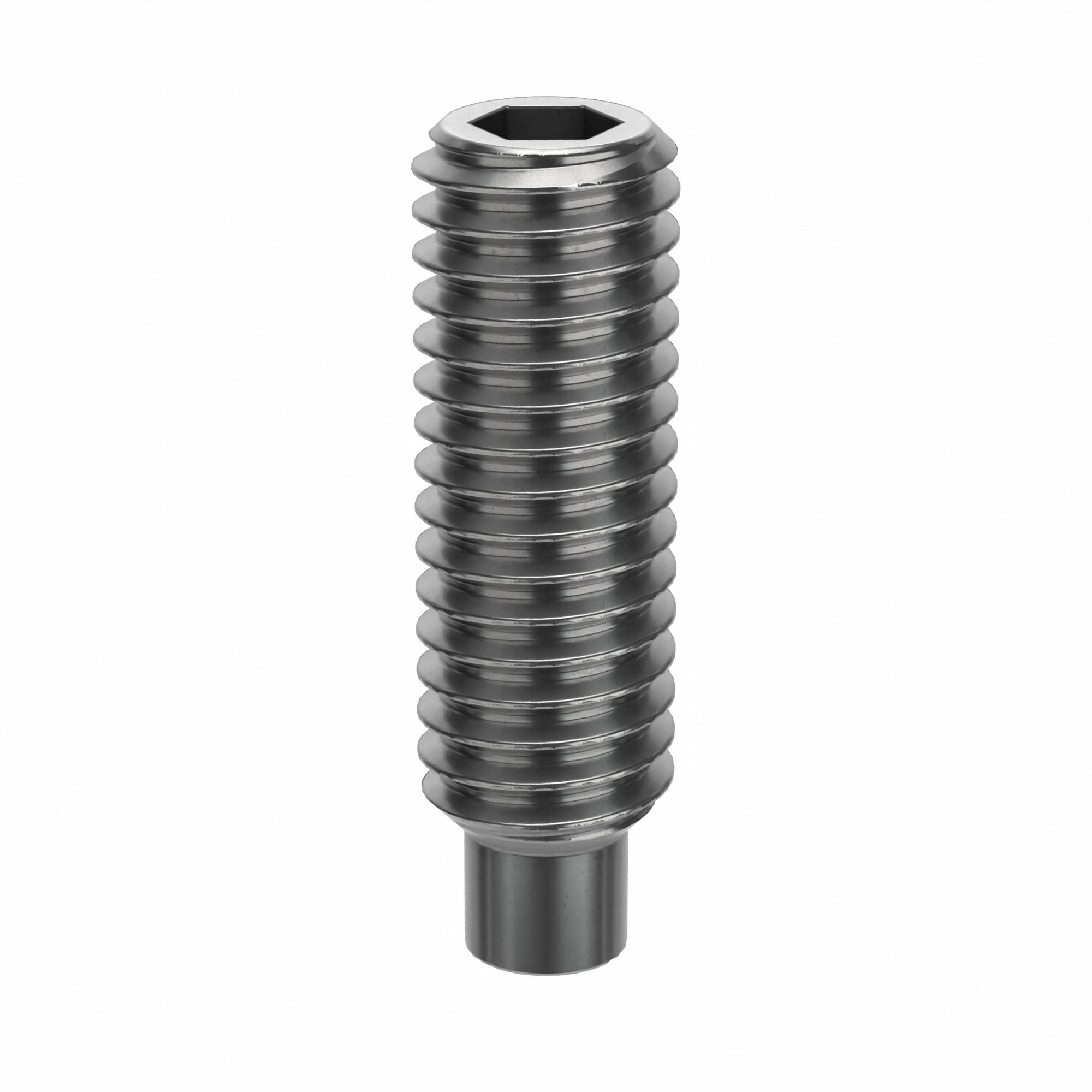 Socket Set Screw: M6x1 Thread Size, 20 mm Overall Lg, Dog pt, Stainless Steel, Plain, Socket, 100 PK