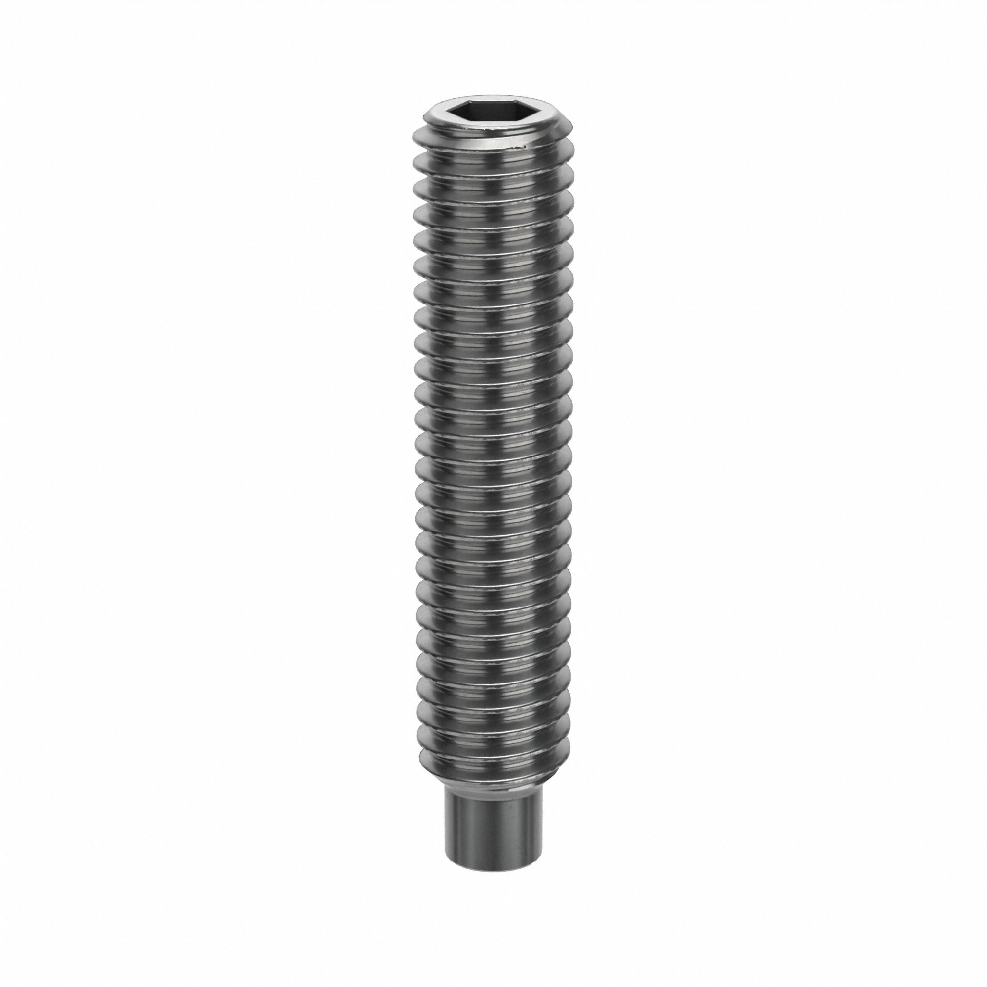 Socket Set Screw: M6x1 Thread Size, 30 mm Overall Lg, Dog pt, Stainless Steel, Plain, Socket, 100 PK